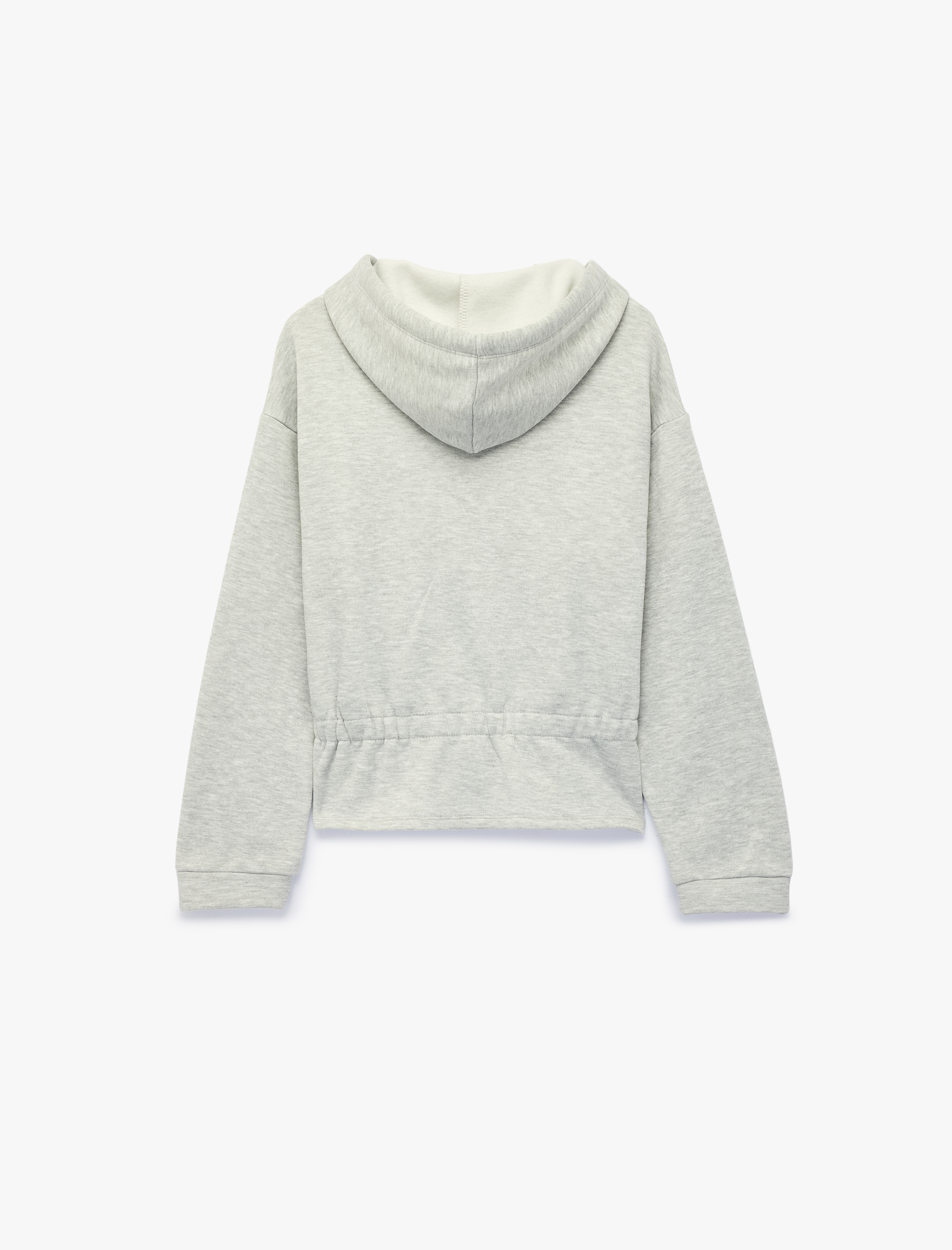   Büzgülü Slim Fit Şardonlu Uzun Kollu Kapüşonlu Fermuarlı Sweatshirt