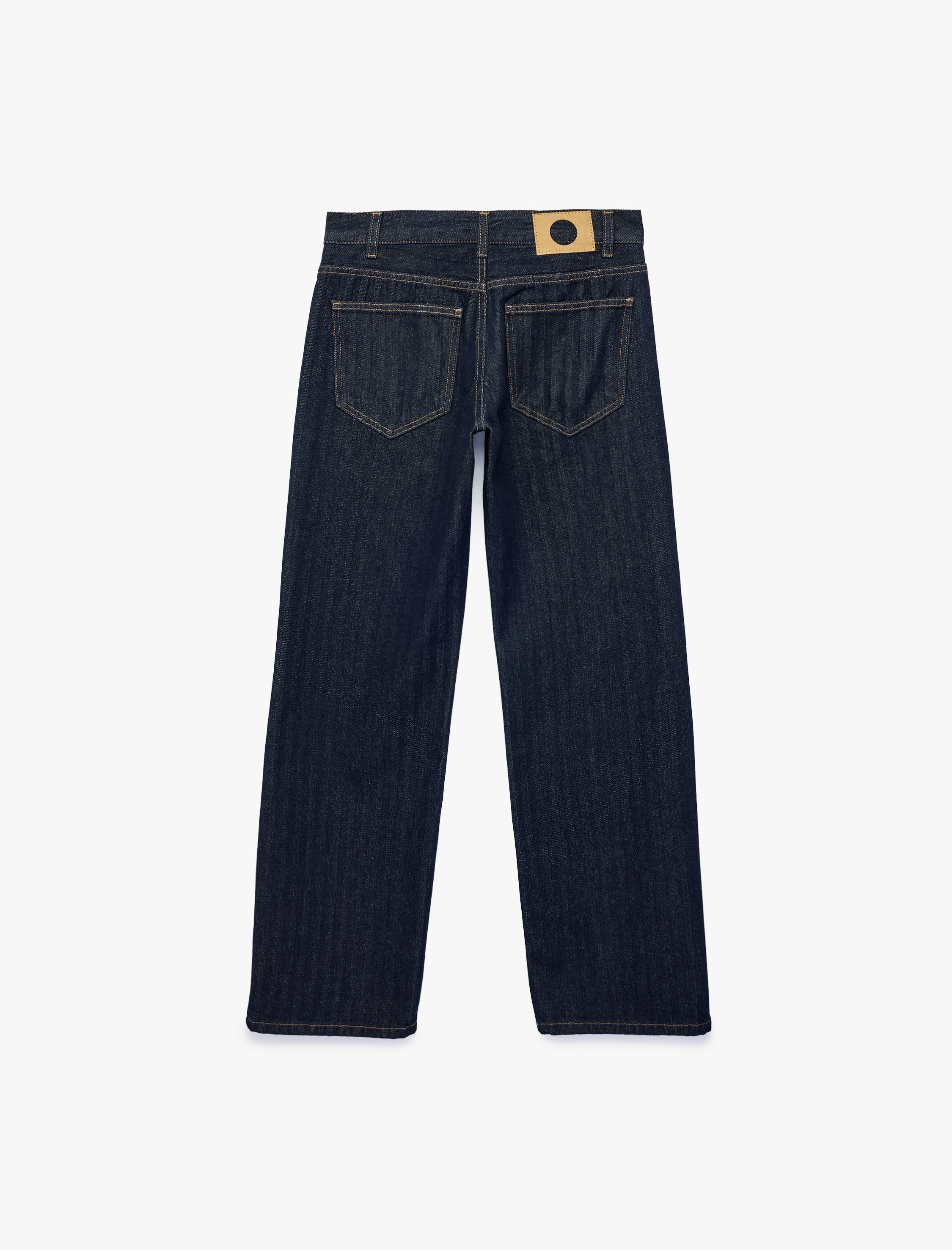   Düşük Bel Cepli Pamuklu Rahat Kesim Düz Paça Denim Pantolon - Straight Fit Jean