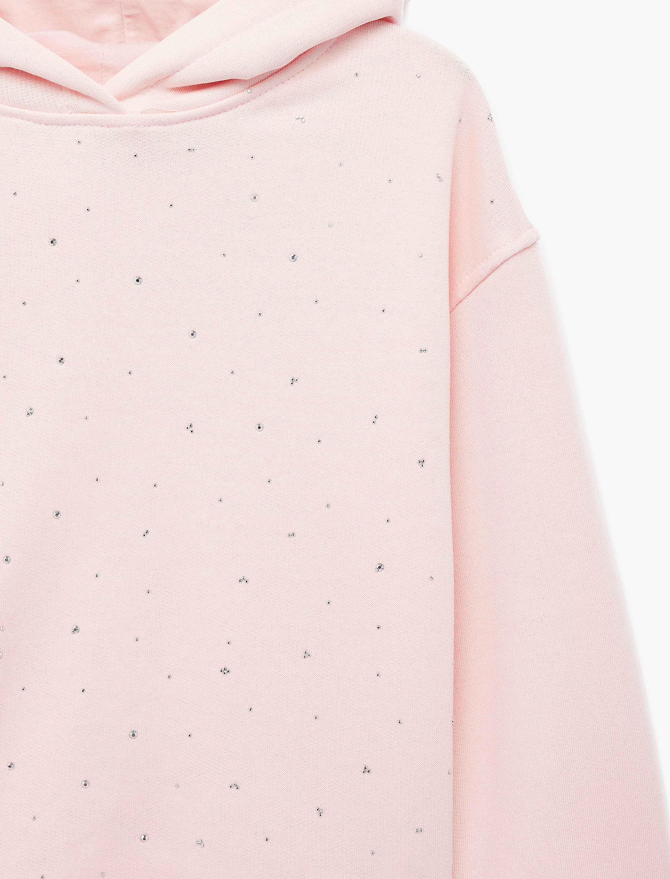  Kız Çocuk Şardonlu Yıldız Zımba Detaylı Uzun Kollu Oversize Kapşonlu Sweatshirt