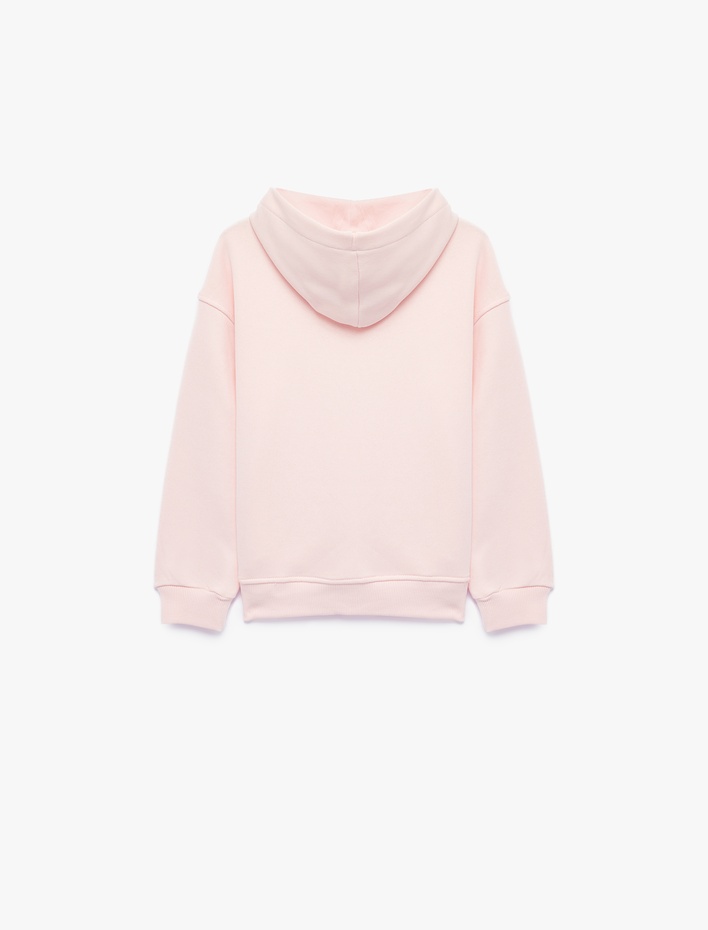 Kız Çocuk Şardonlu Yıldız Zımba Detaylı Uzun Kollu Oversize Kapşonlu Sweatshirt