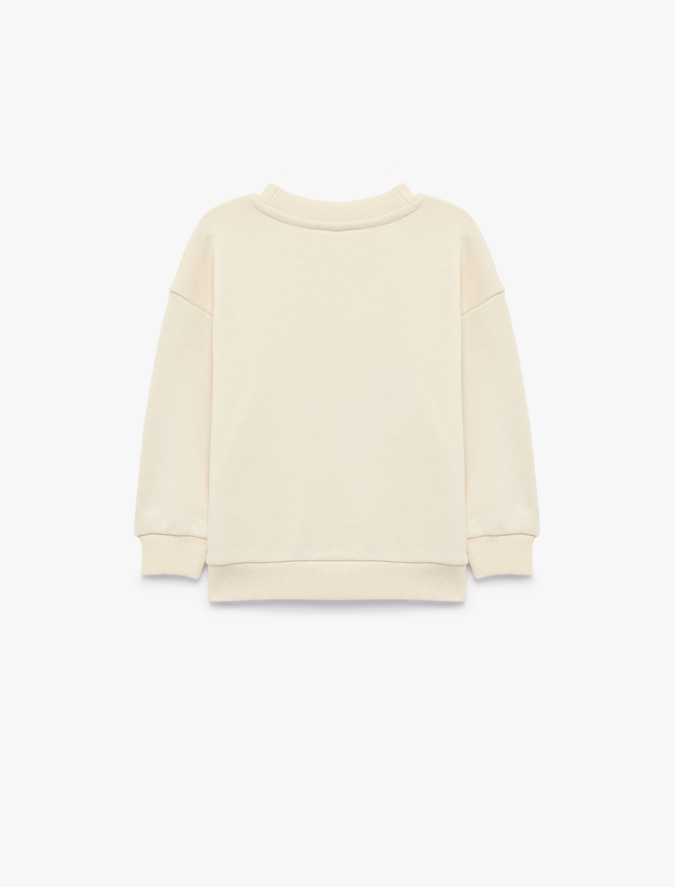  Kız Bebek Bisiklet Yaka Uzun Kollu Kalp Baskılı Sweatshirt