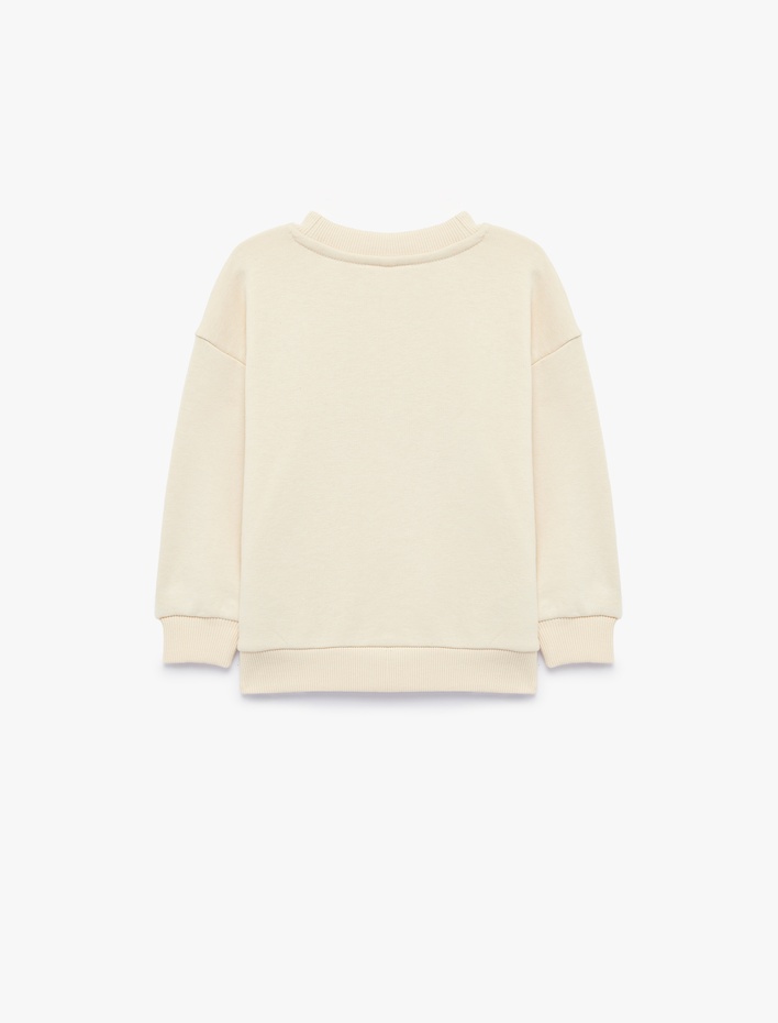 Kız Bebek Bisiklet Yaka Uzun Kollu Kalp Baskılı Sweatshirt