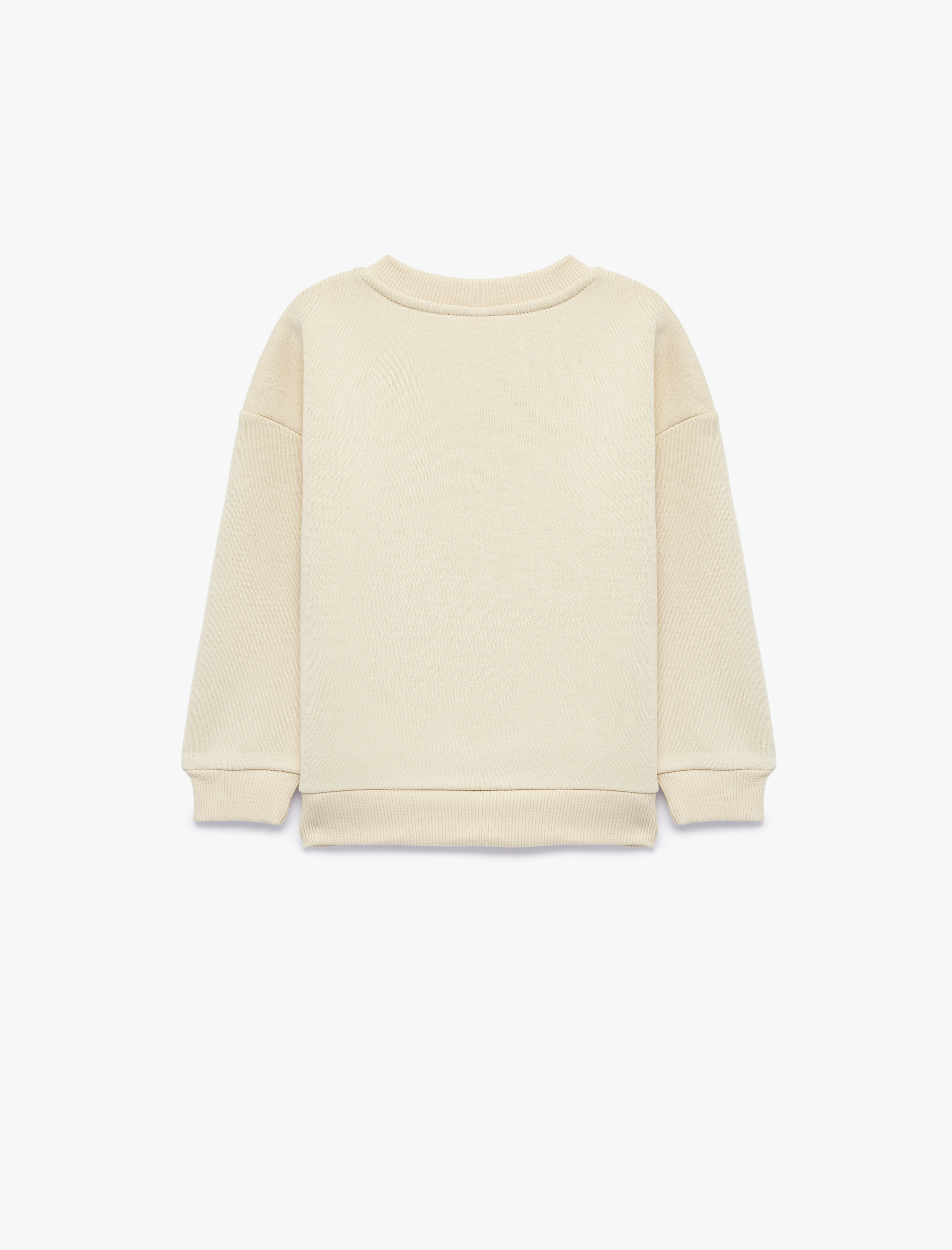  Erkek Bebek Hayvan Detaylı Arkası Baskılı Şardonlu Bisiklet Yaka Uzun Kollu Sweatshirt