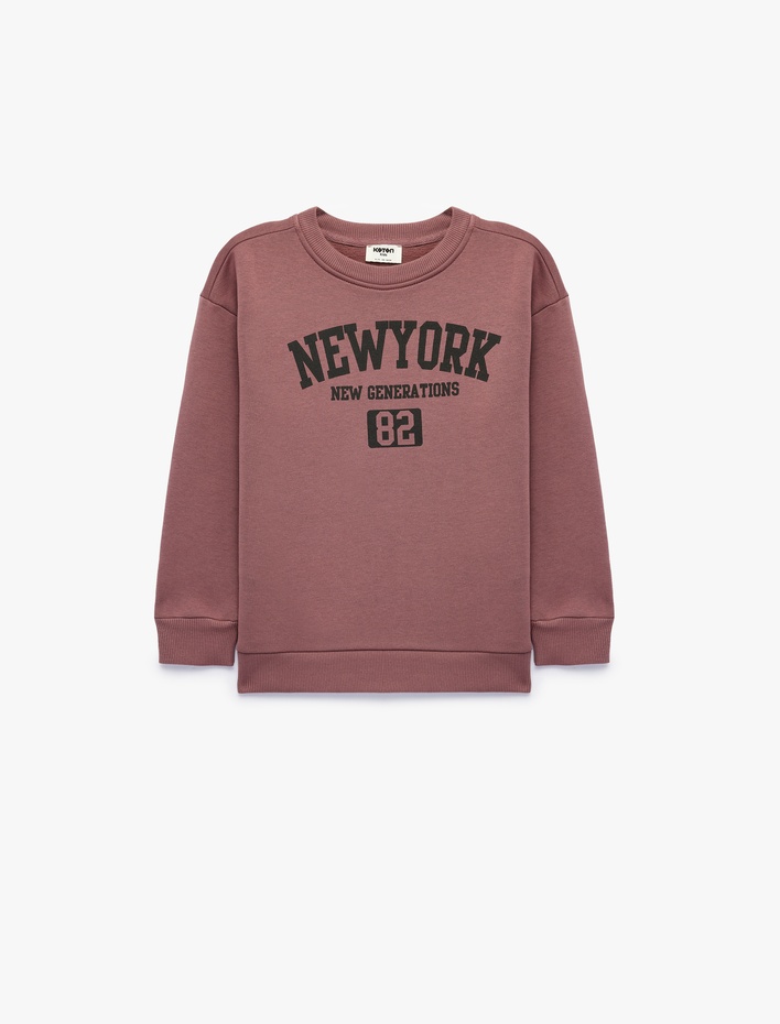 Erkek Çocuk Şardonlu Bisiklet Yaka Uzun Kollu Baskılı Oversize Sweatshirt