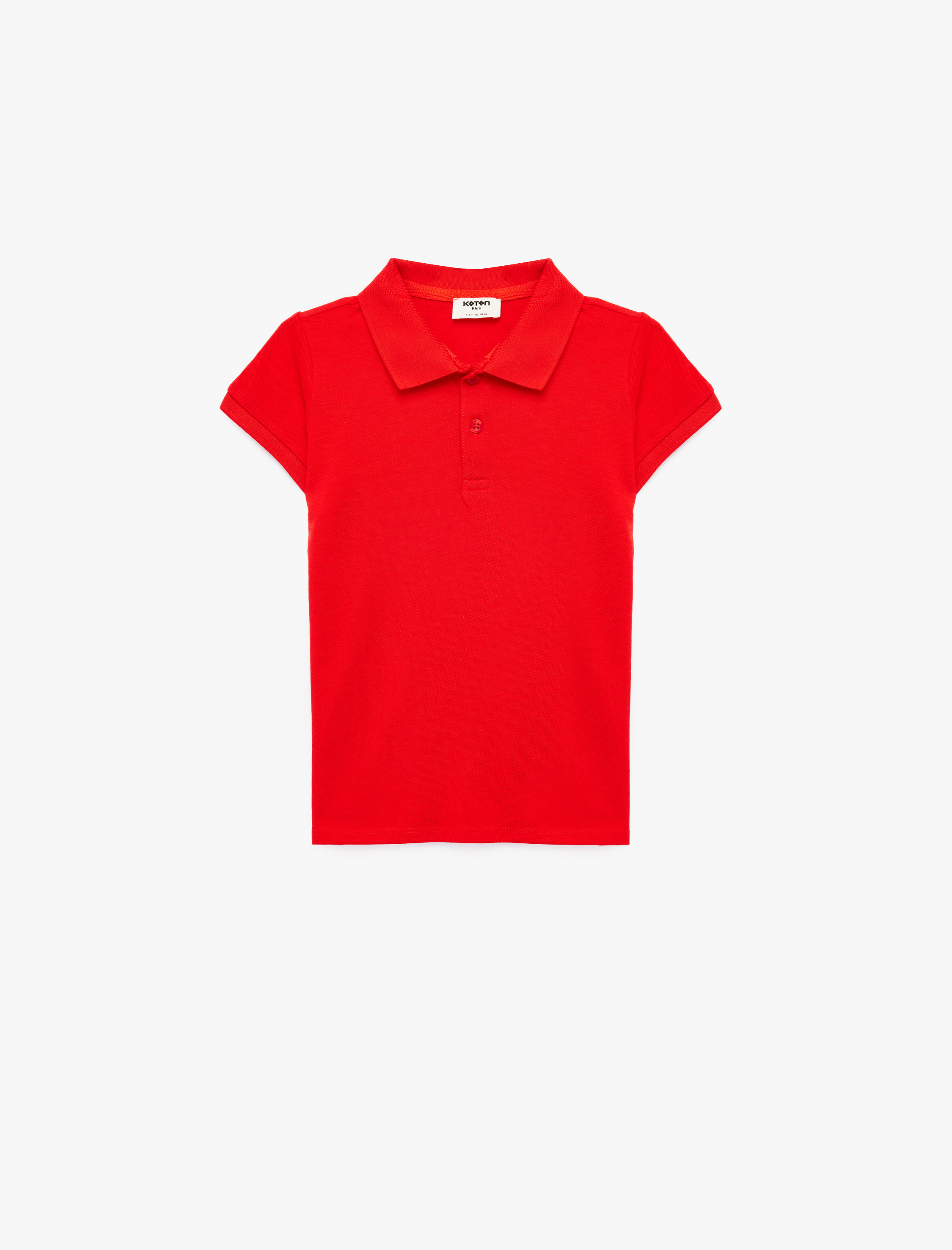  Kız Çocuk Pamuklu Kısa Kollu Basic Polo Yaka Okul Tişörtü