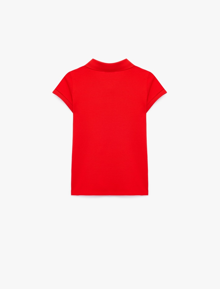 Kız Çocuk Pamuklu Kısa Kollu Basic Polo Yaka Okul Tişörtü