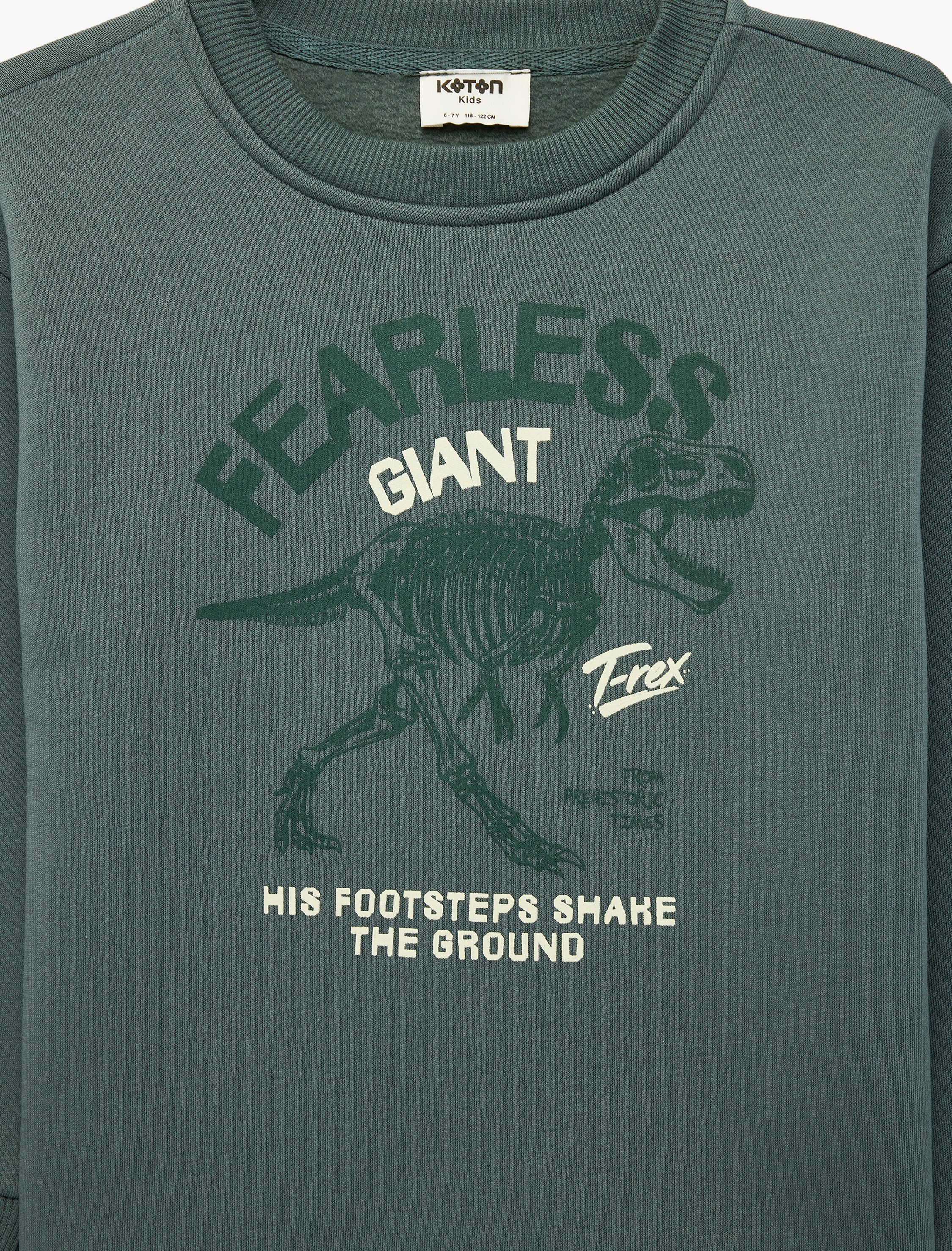  Erkek Çocuk Dinozor Baskılı Uzun Kollu Bisiklet Yaka Şardonlu Sweatshirt
