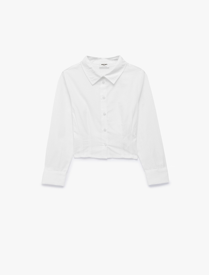 Kız Çocuk Slim Fit Uzun Kollu Klasik Yaka Pamuklu Poplin Gömlek