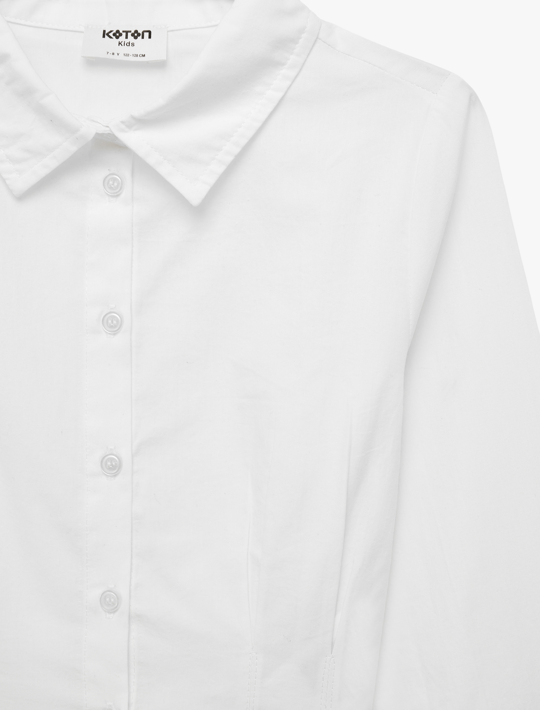 Kız Çocuk Slim Fit Uzun Kollu Klasik Yaka Pamuklu Poplin Gömlek