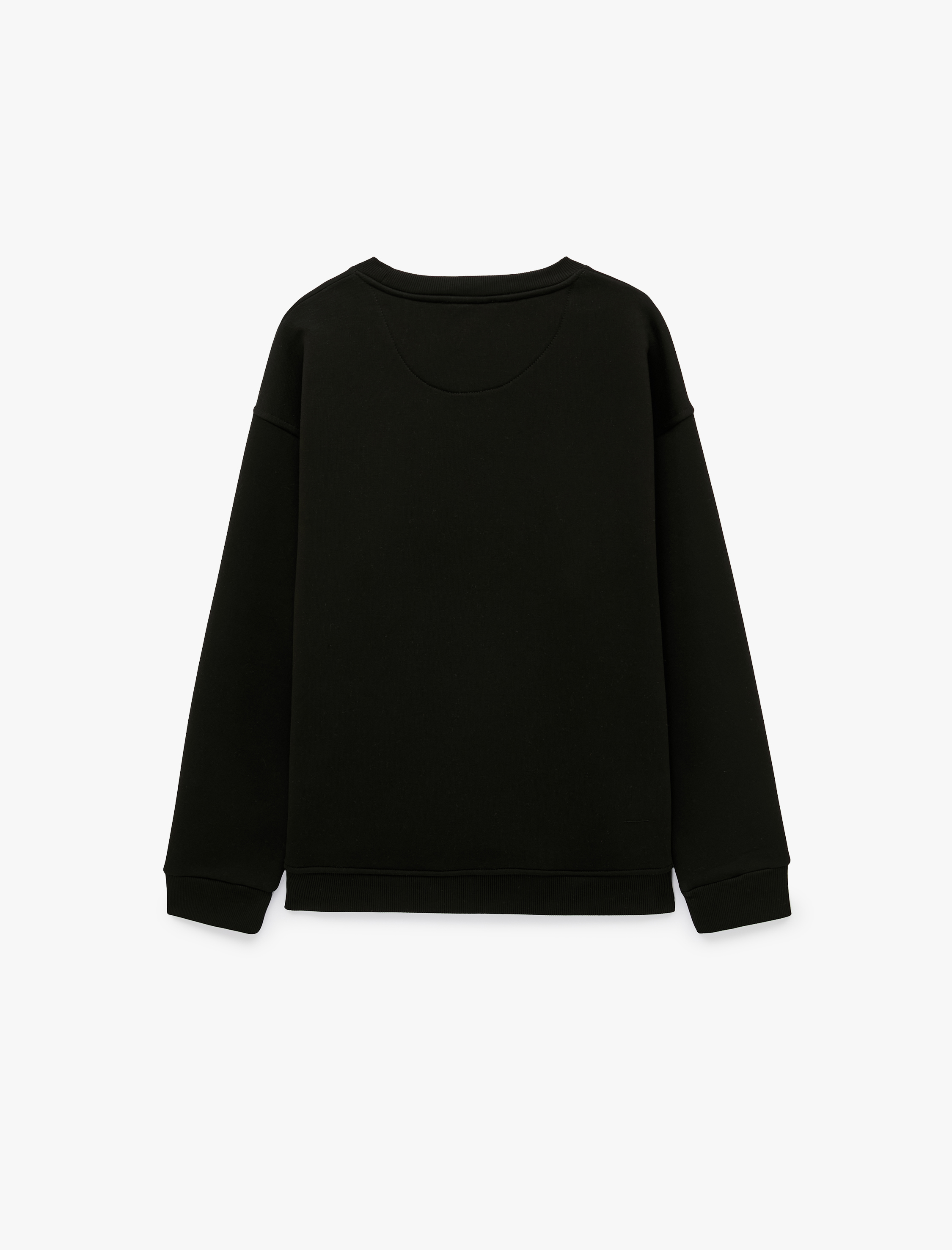 Koton Pamuklu Üç İplik Şardonlu Uzun Kollu Oversize Bisiklet Yaka Sweatshirt görsel 2