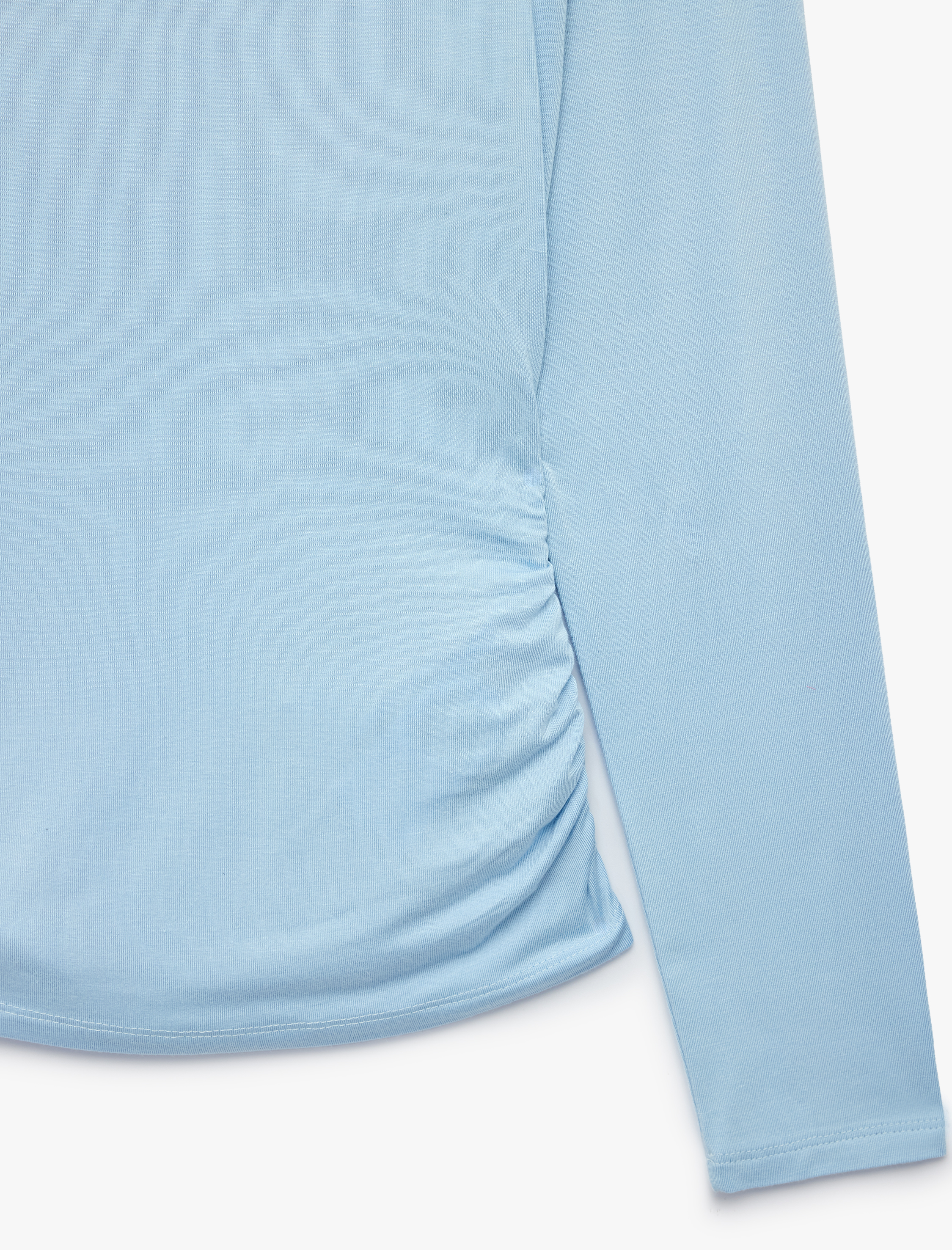   Slim Fit Viskon Uzun Kollu Asimetrik Yaka Tişört