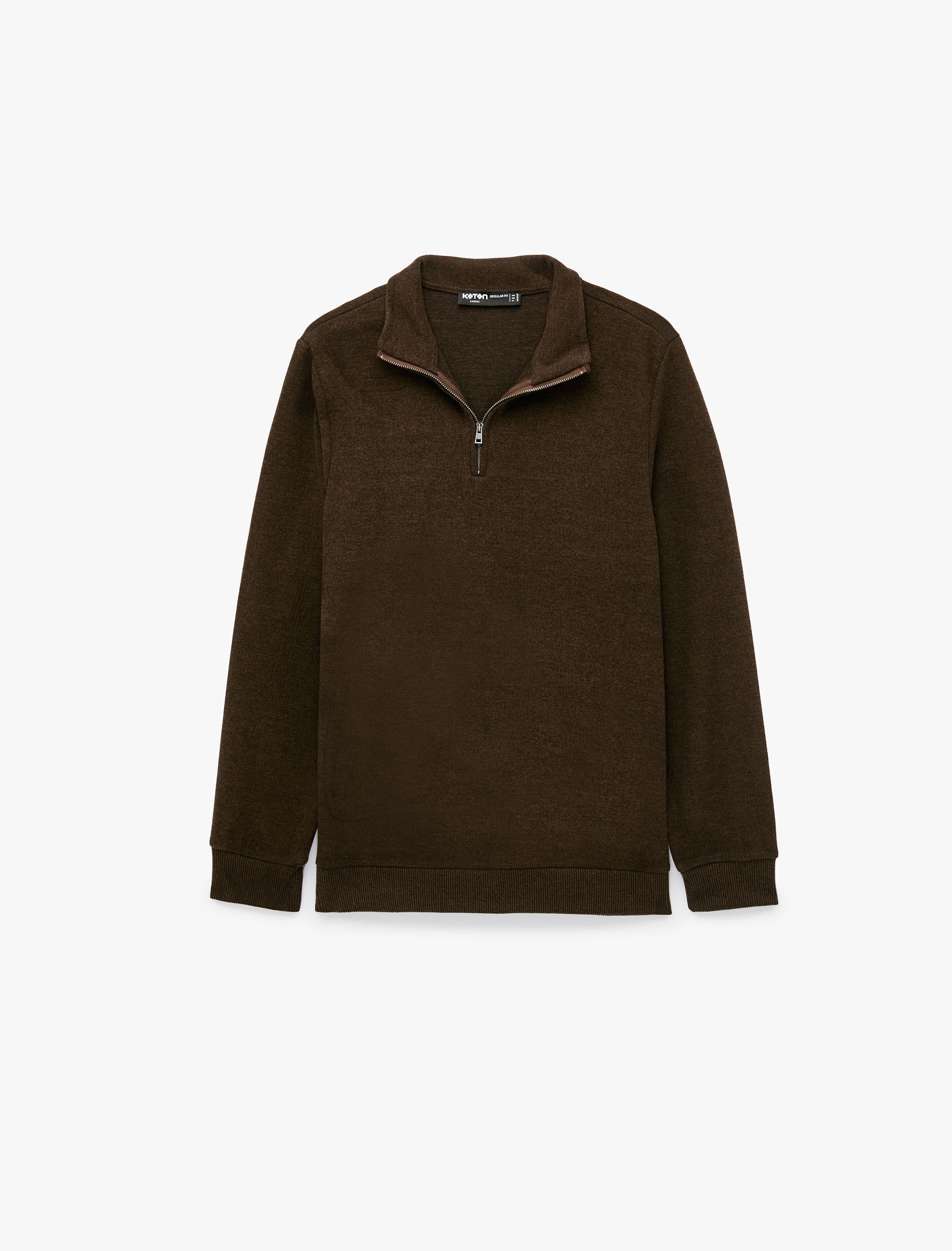   Uzun Kollu Yarım Fermuarlı Sweatshirt