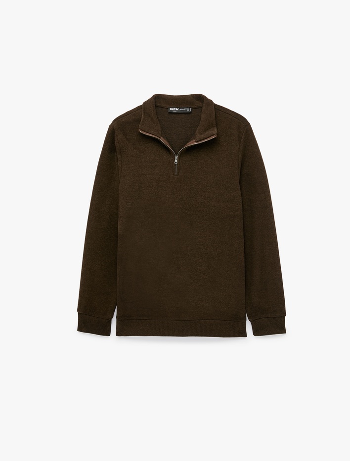  Uzun Kollu Yarım Fermuarlı Sweatshirt