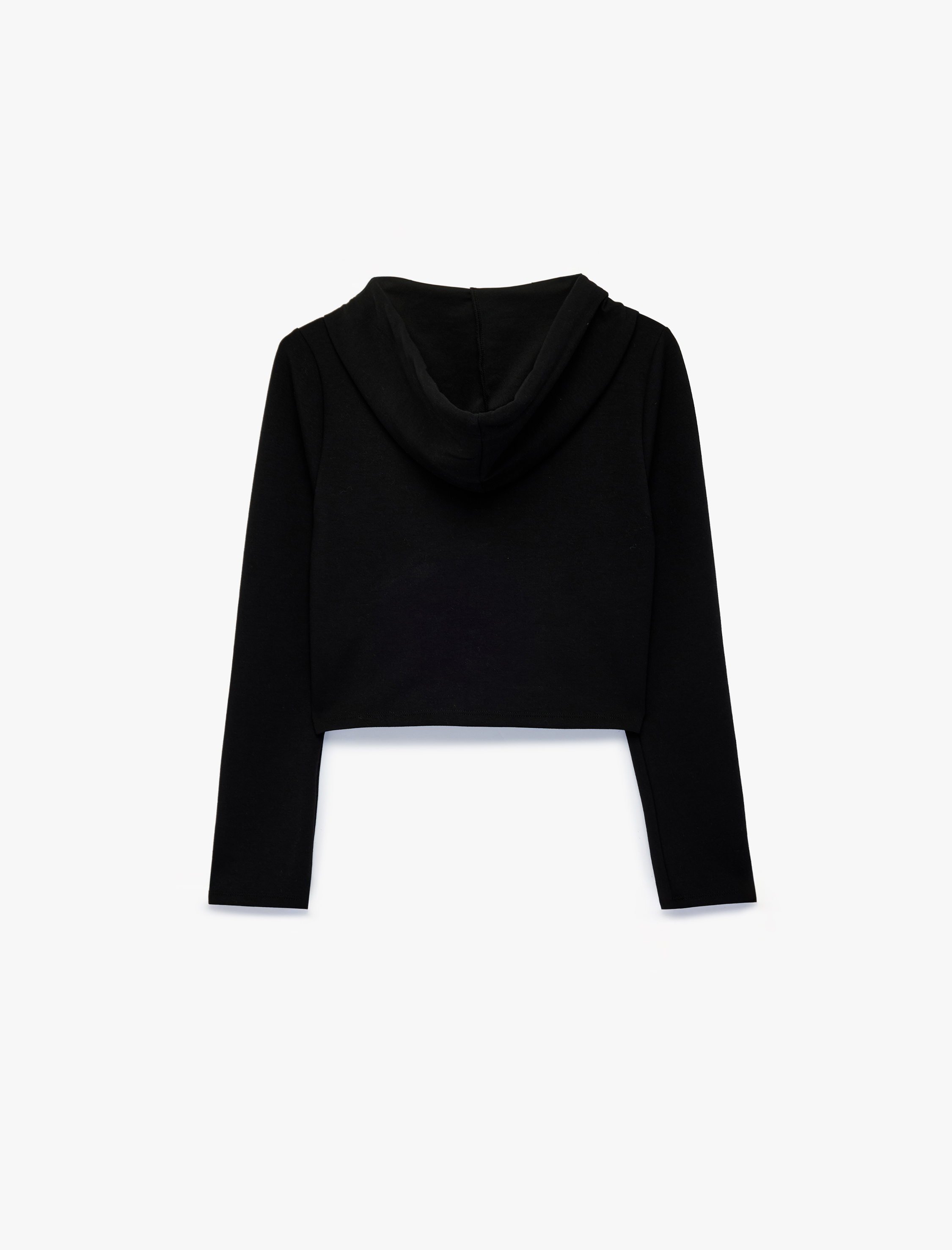   Slim Fit Uzun Kollu Kapüşonlu Fermuarlı Modal Boxy Sweatshirt