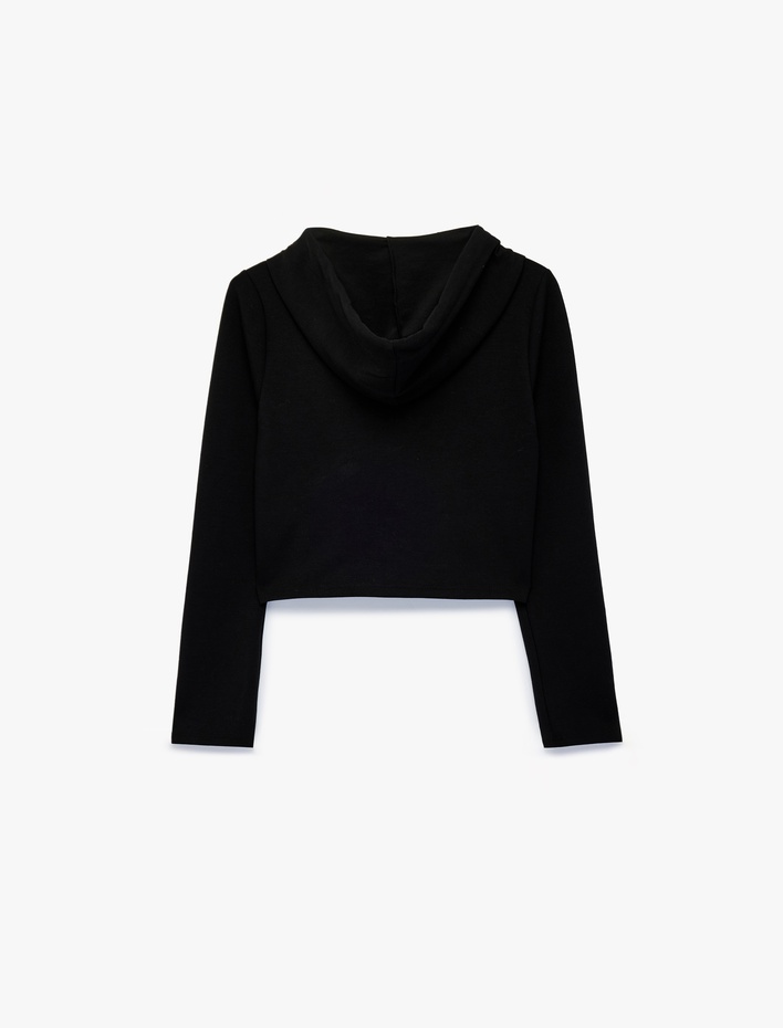  Slim Fit Uzun Kollu Kapüşonlu Fermuarlı Modal Boxy Sweatshirt