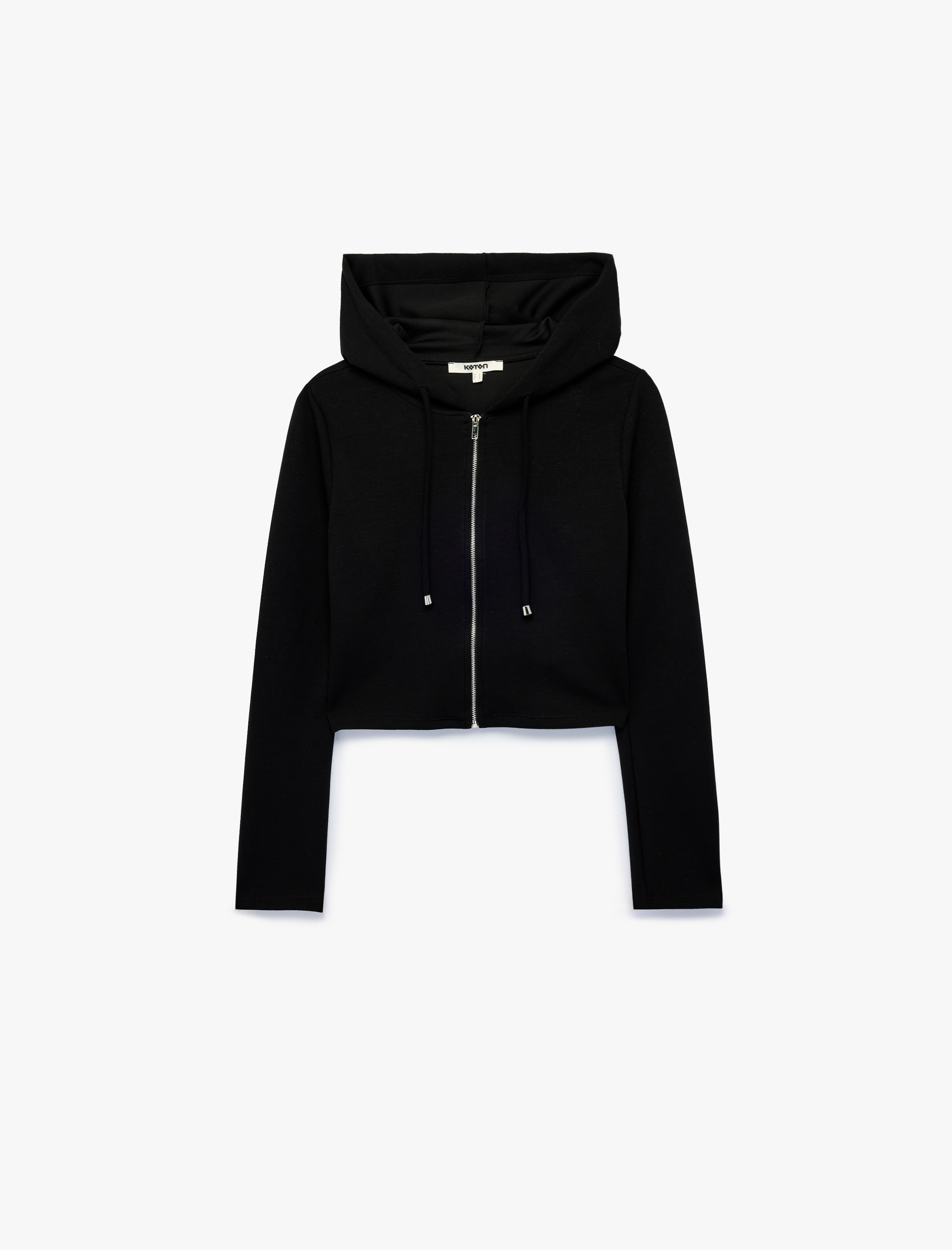   Slim Fit Uzun Kollu Kapüşonlu Fermuarlı Modal Boxy Sweatshirt