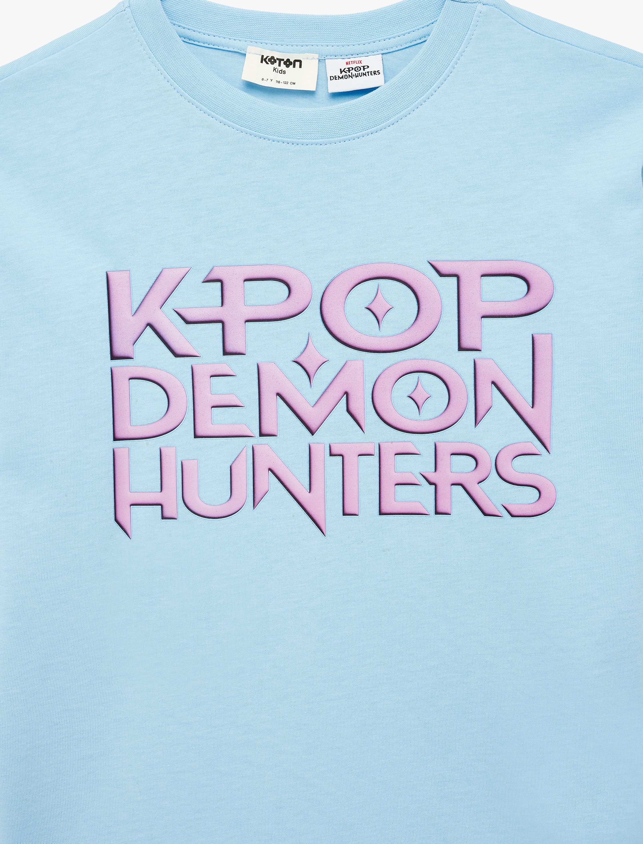  Kız Çocuk K-Pop Demon Hunters Baskılı Pamuklu Bisiklet Yaka Uzun Kollu Lisanslı Tişört