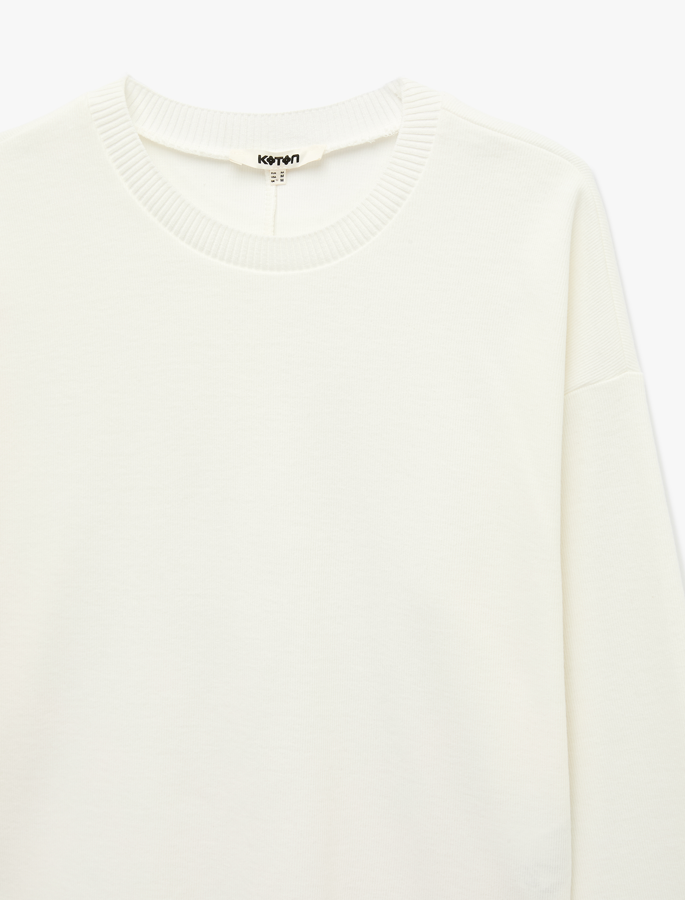 Koton Regular Fit Uzun Kollu Bisiklet Yaka Basic Sweatshirt görsel 3