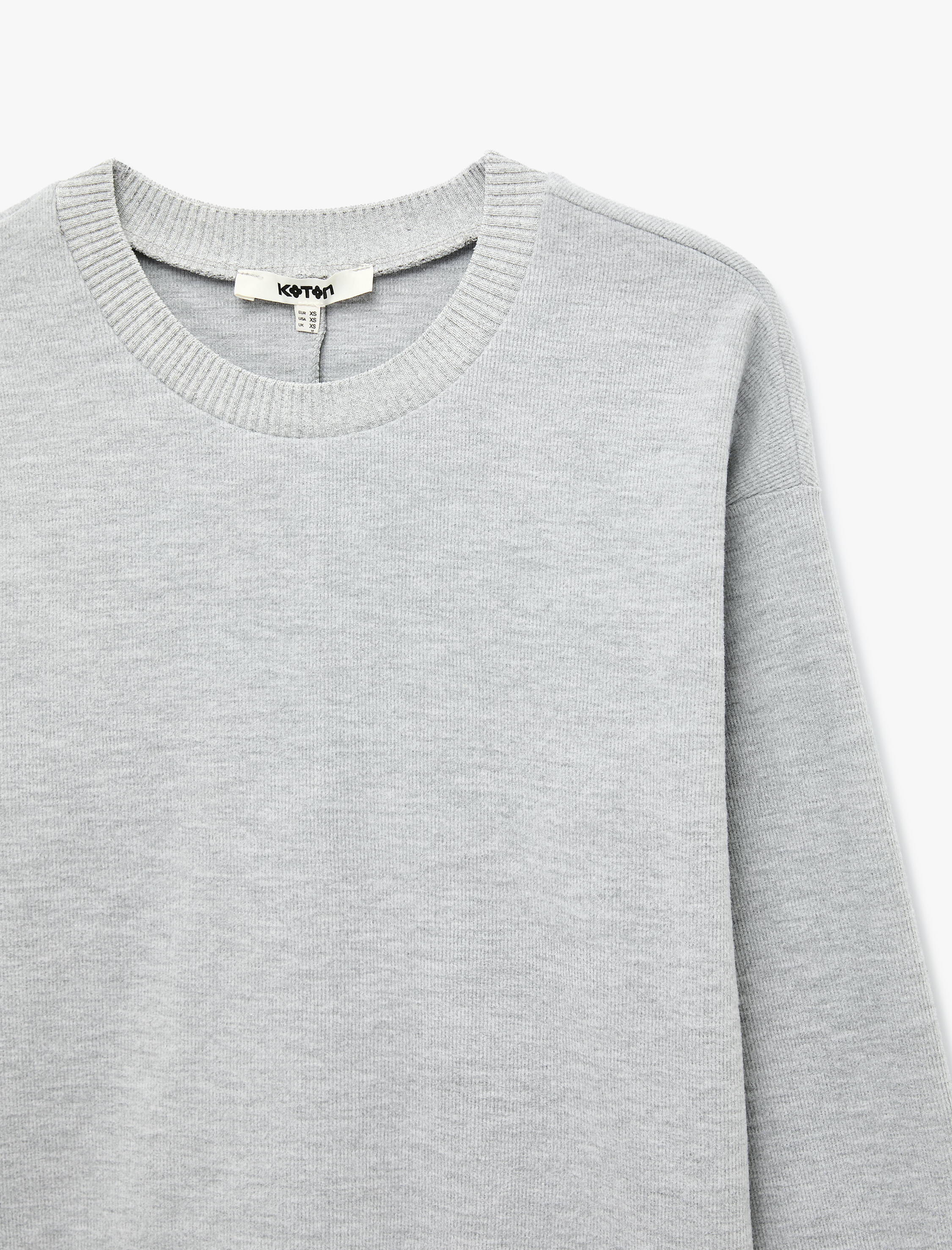 Koton Regular Fit Uzun Kollu Bisiklet Yaka Basic Sweatshirt görsel 3