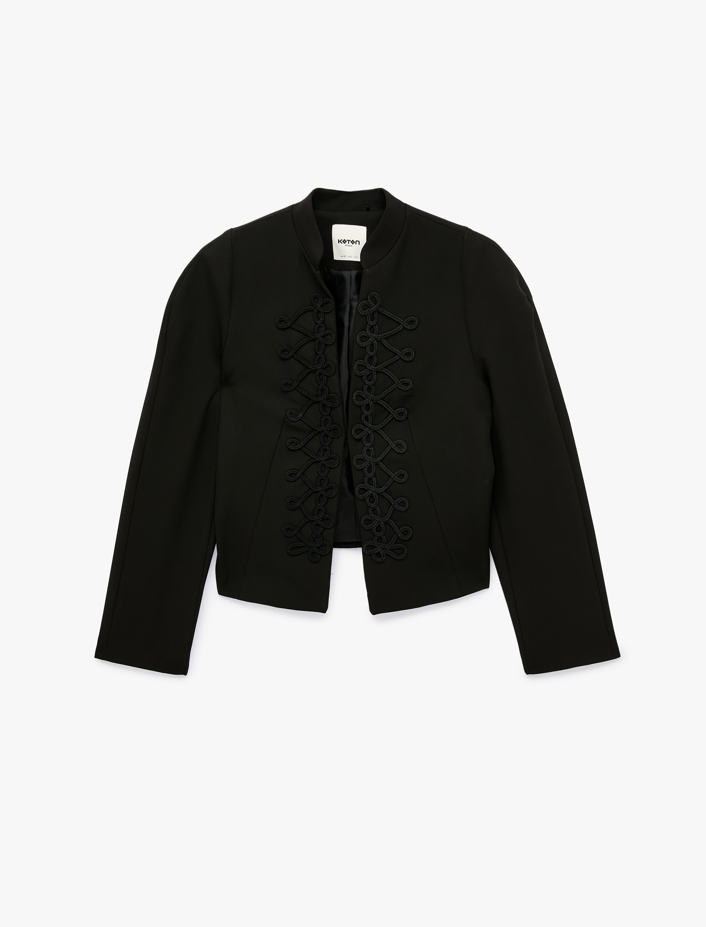 Koton Süslü İşleme Detaylı Mandarin Yaka Uzun Kollu Blazer Ceket