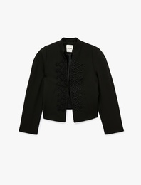 Süslü İşleme Detaylı Mandarin Yaka Uzun Kollu Blazer Ceket