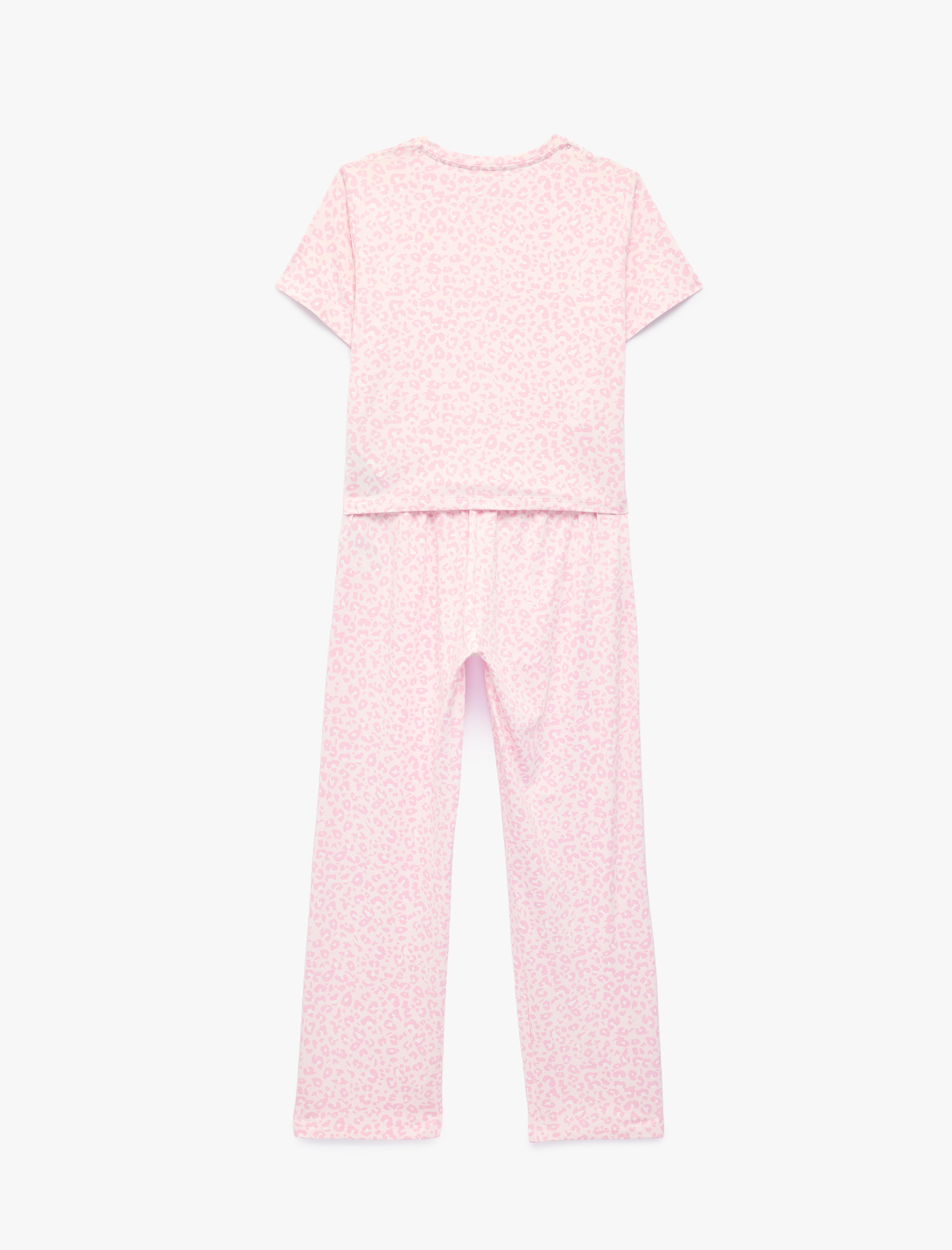 Koton Rahat Kesim Leopar Desenli Bisiklet Yaka Kısa Kollu Pijama Takımı görsel 2