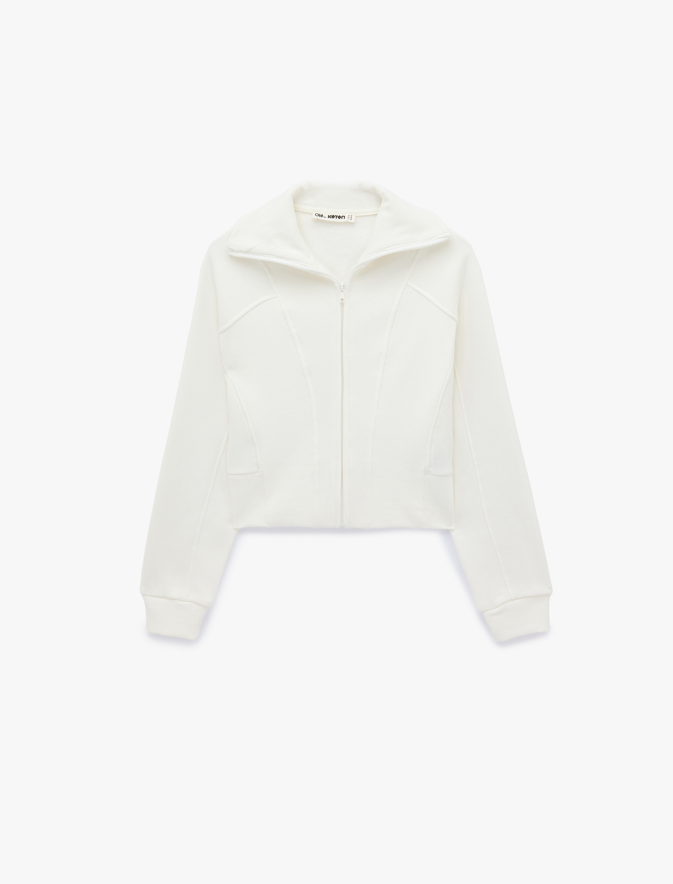 Koton Balon Kol Fermuarlı Şardonlu Sweatshirt görsel 5