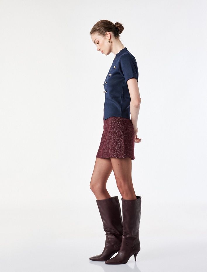  A Kesim Slim Fit Parıltılı Mini Tüvit Etek