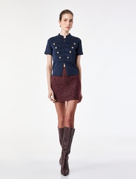 A Kesim Slim Fit Parıltılı Mini Tüvit Etek