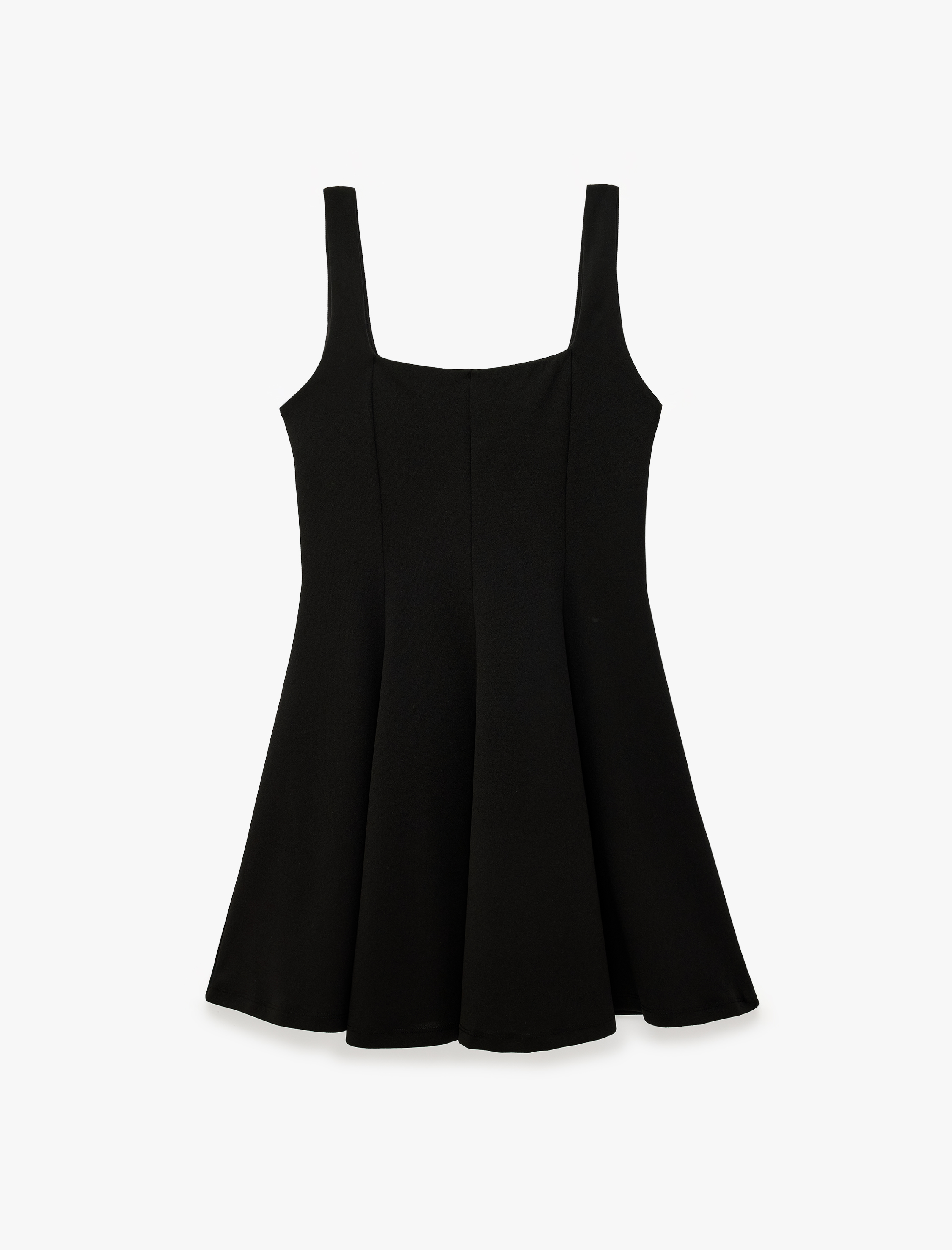 Koton Krep Scuba Slim Fit Kolsuz Kalın Askılı Kare Yaka Mini Elbise görsel 5
