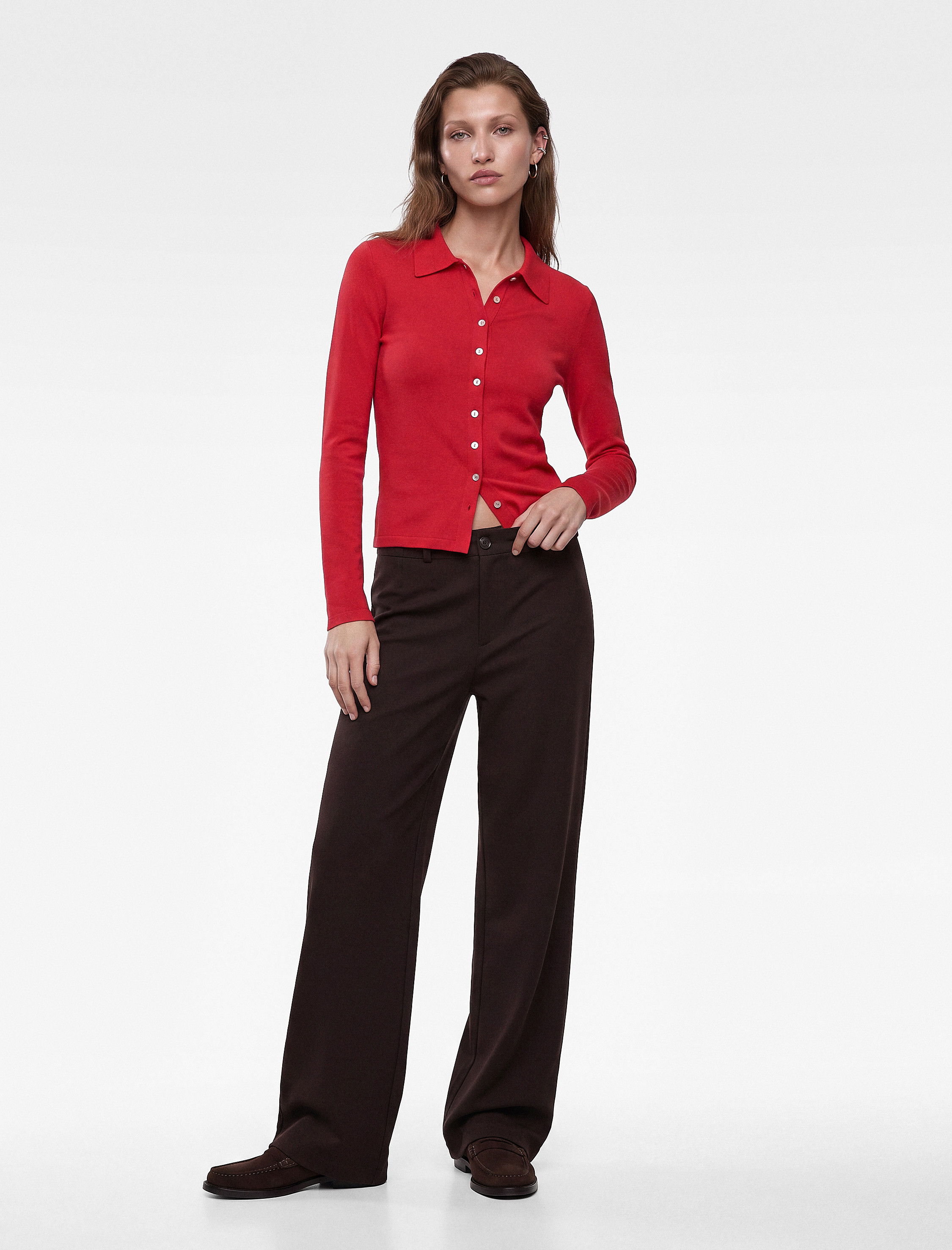 Koton Normal Bel Yan Cepli Düğmeli Straight Fit Kumaş Pantolon