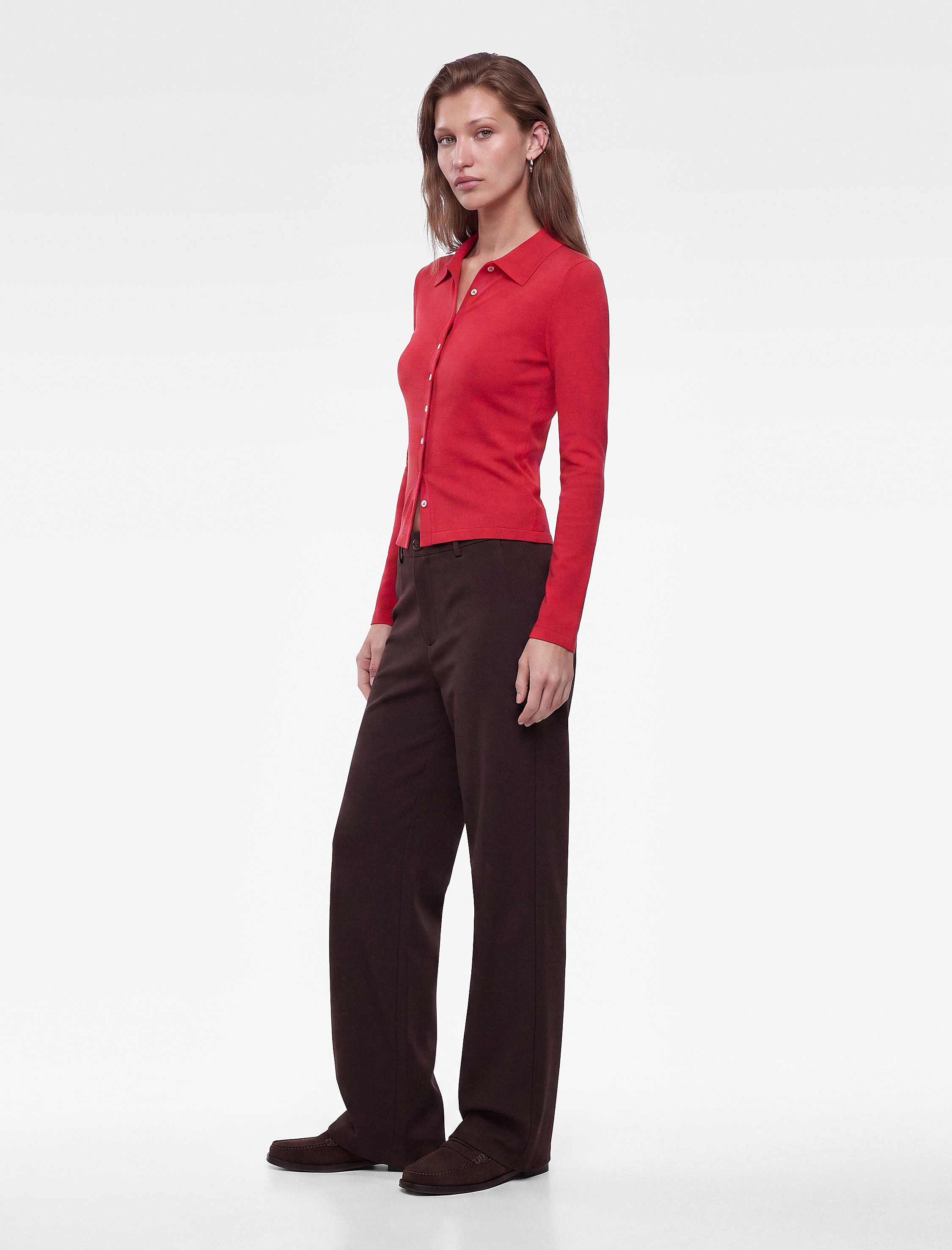 Koton Normal Bel Yan Cepli Düğmeli Straight Fit Kumaş Pantolon görsel 2