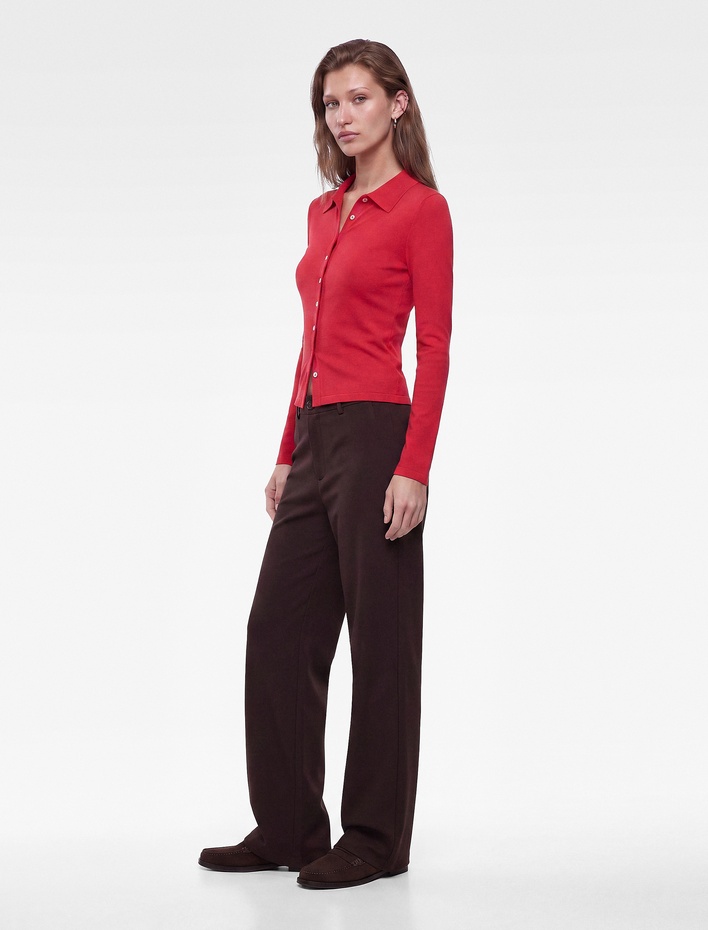  Normal Bel Yan Cepli Düğmeli Straight Fit Kumaş Pantolon