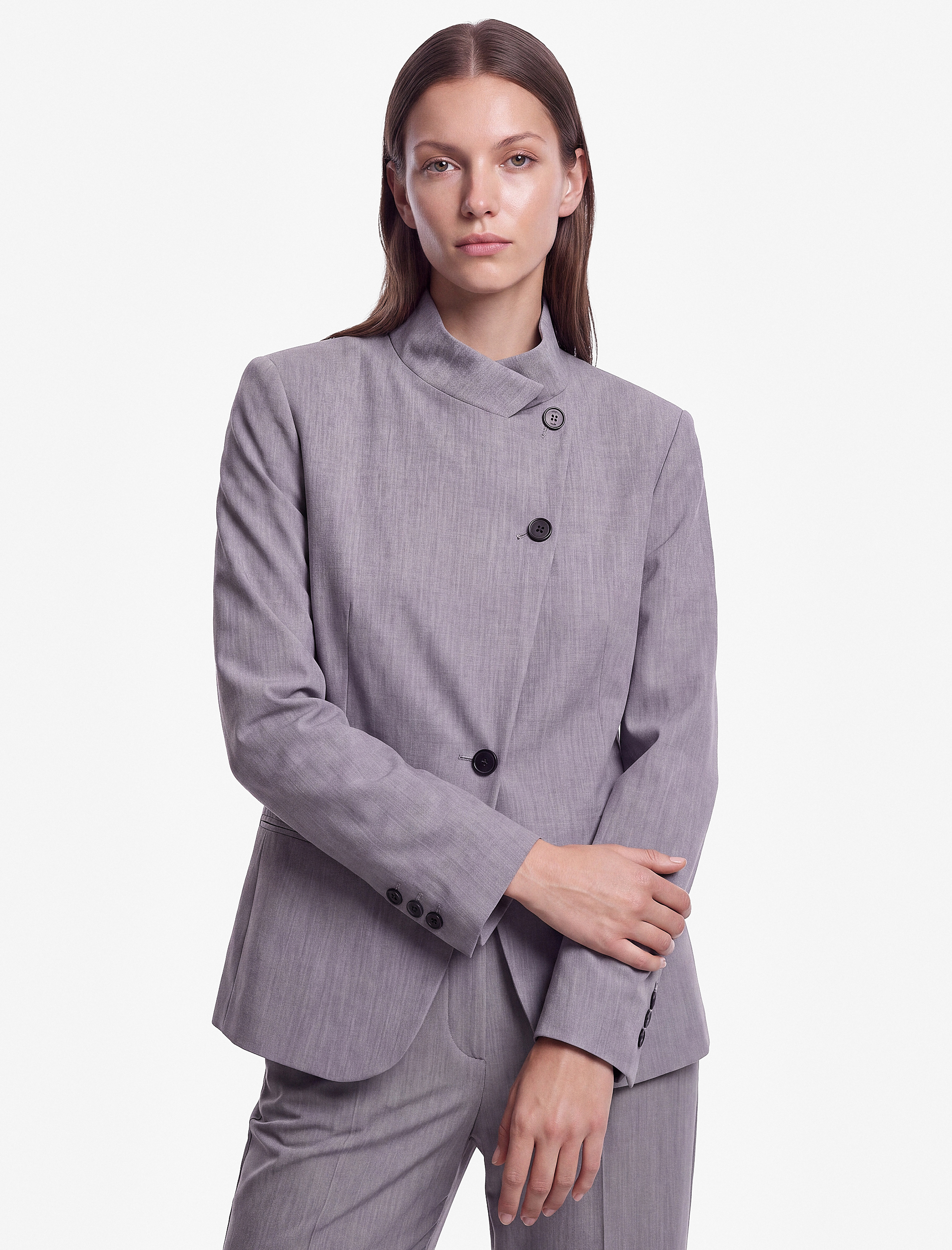 Koton Cepli Regular Fit Uzun Kollu Düğme Detaylı Dik Yaka Kruvaze Blazer Ceket görsel 3