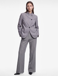 Cepli Regular Fit Uzun Kollu Düğmeli Dik Yaka Kruvaze Blazer Ceket