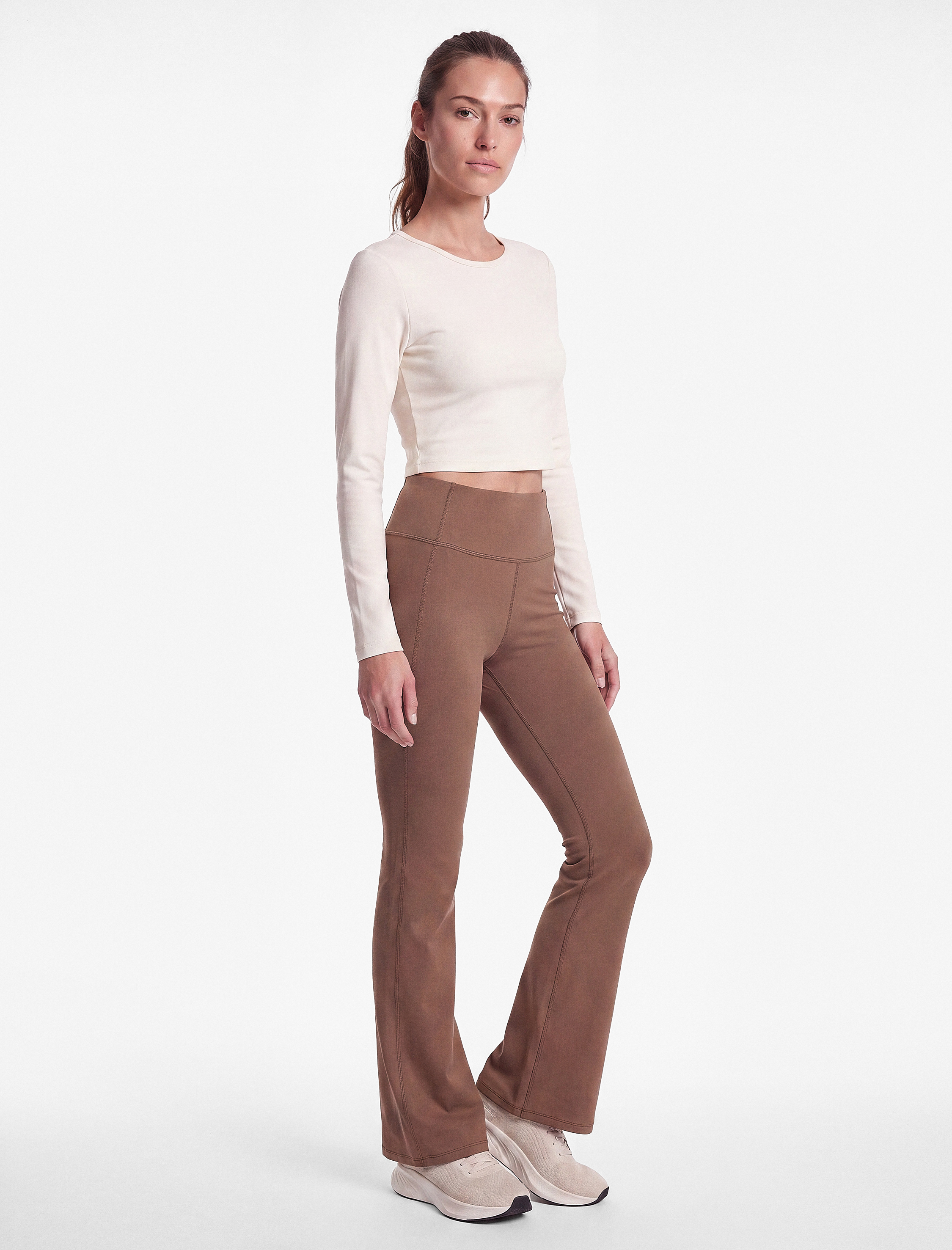 Koton Yüksek Bel Dikiş Detaylı Slim Fit İspanyol Paça Spor Tayt görsel 2
