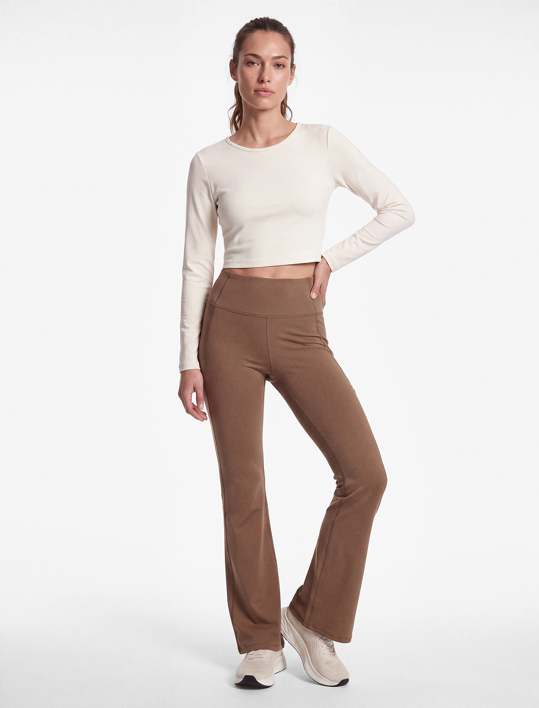 Koton Yüksek Bel Dikiş Detaylı Slim Fit İspanyol Paça Spor Tayt