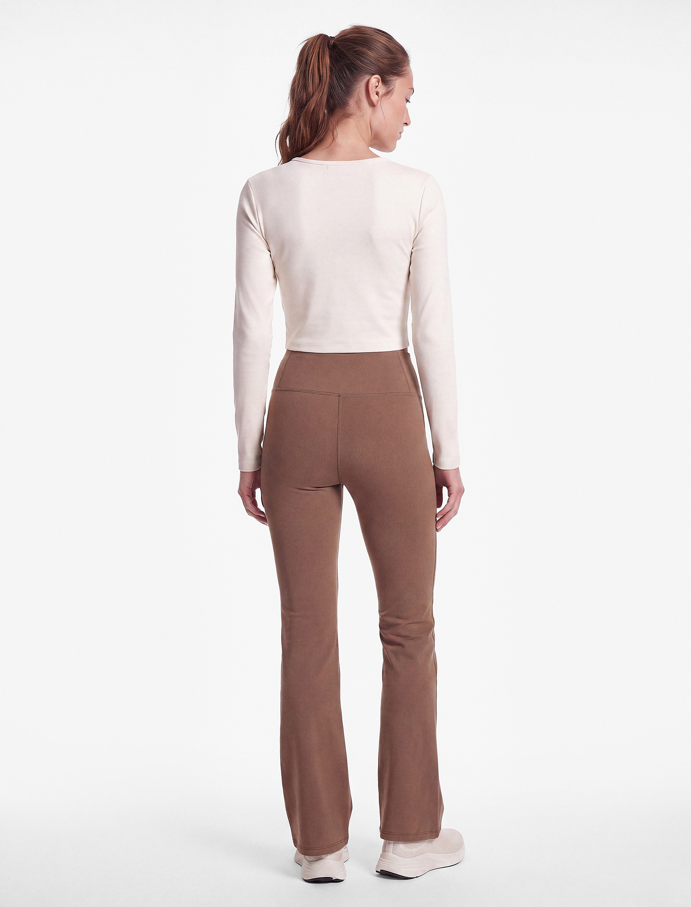 Koton Yüksek Bel Dikiş Detaylı Slim Fit İspanyol Paça Spor Tayt görsel 3