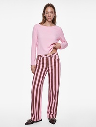 Pamuklu Regular Fit Normal Bel Cepli Düz Paça Gabardin Kumaş Çizgili Pantolon