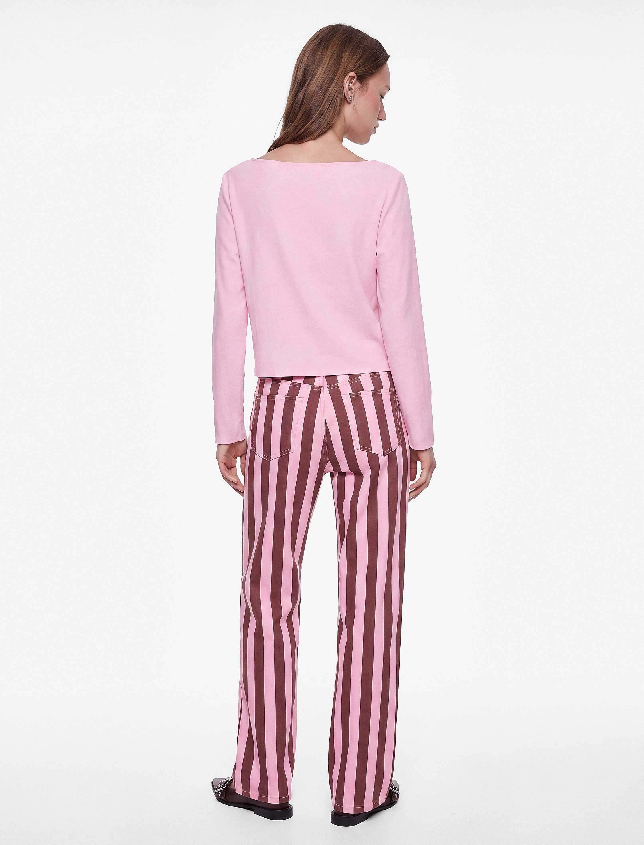 Koton Pamuklu Regular Fit Normal Bel Cepli Düz Paça Gabardin Kumaş Çizgili Pantolon görsel 3