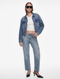 Taşlı Düğmeli Yıkamalı Pamuklu Cepli Normal Bel Baggy Denim Pantolon - Baggy Jeans