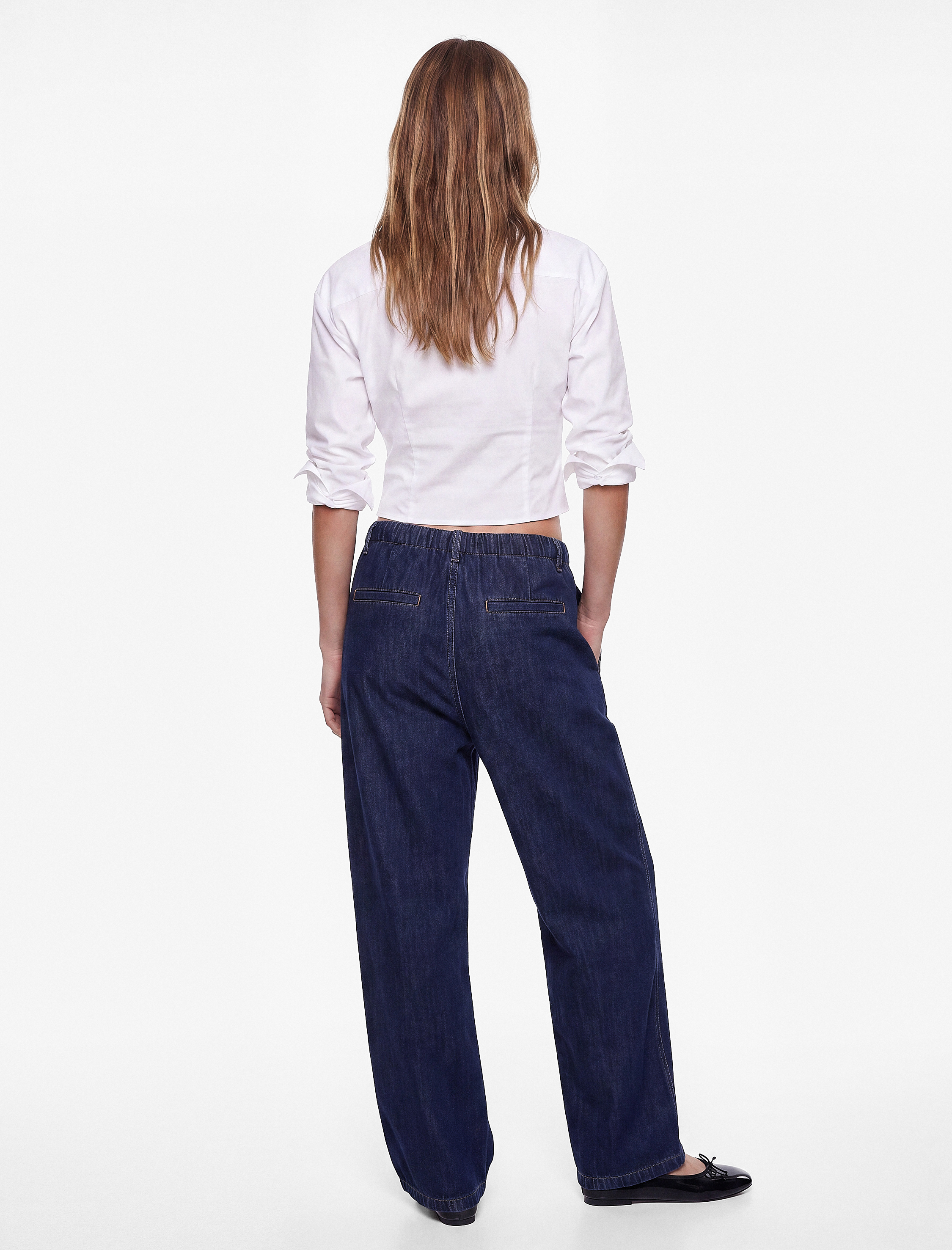 Koton Beli Bağcıklı Cepli Rahat Kalıp Pamuklu Balon Fit Barrel Denim Pantolon görsel 3
