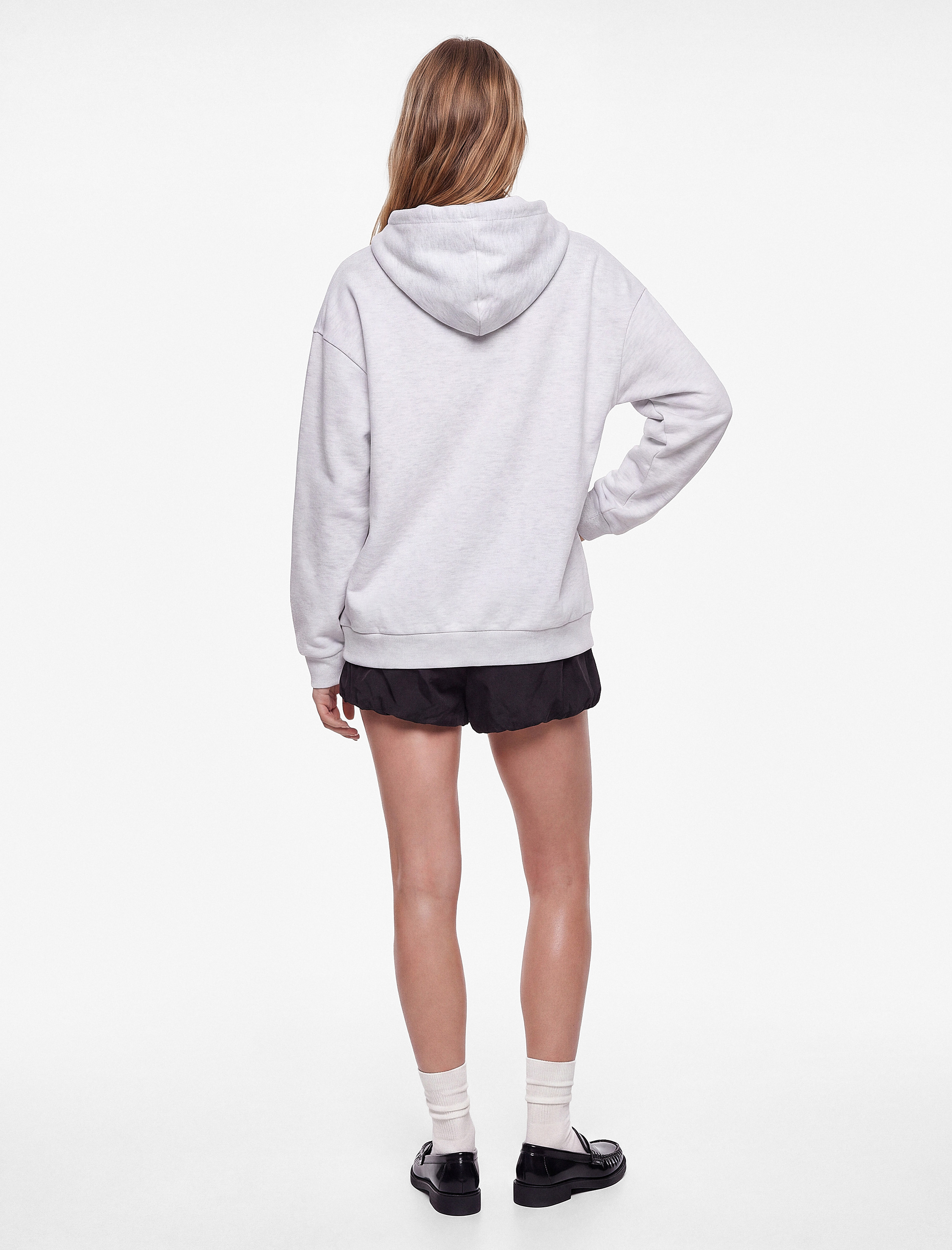 Koton Şardonlu Uzun Kollu Kapüşonlu Fermuarlı Kanguru Cepli Baskılı Oversize Sweatshirt görsel 4