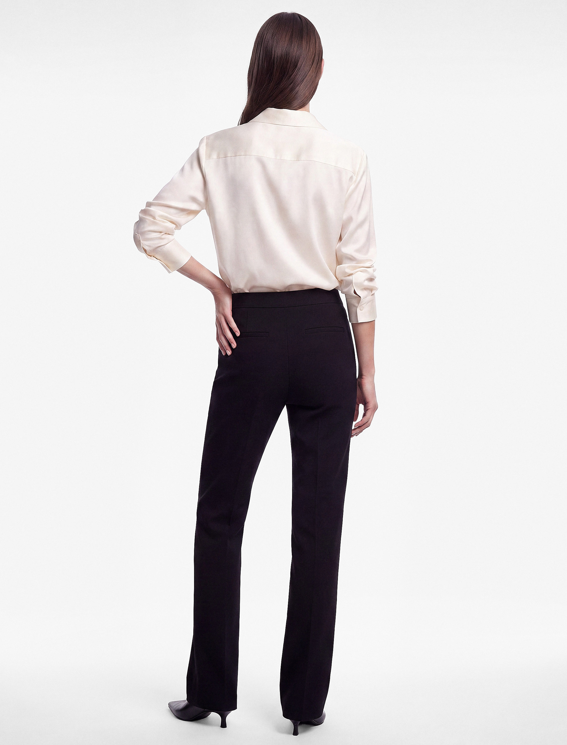 Koton Yüksek Bel Slim Fit Cep Detaylı Düz Paça Kumaş Pantolon görsel 3