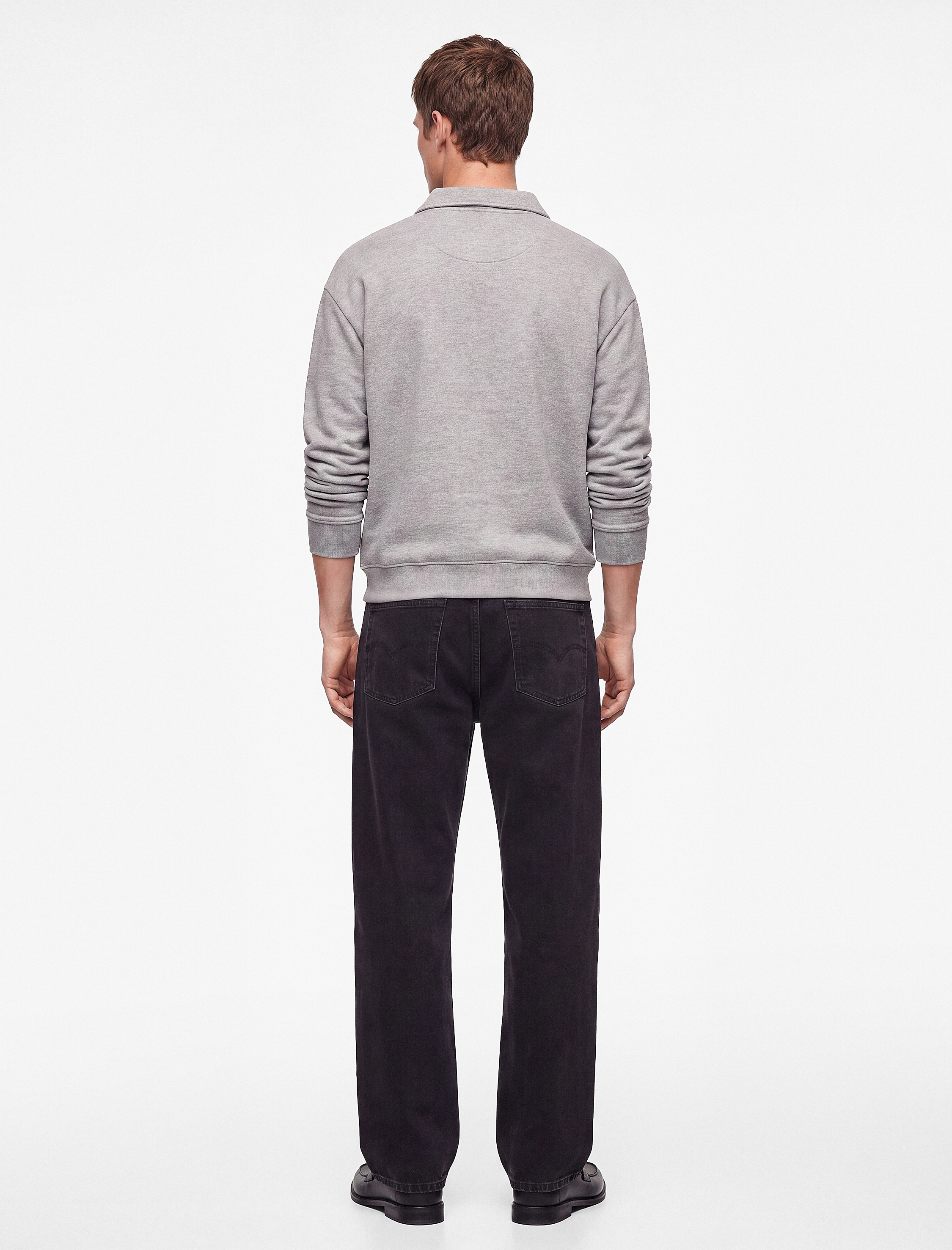   Kanguru Cepli Üç İplik Şardonlu Rahat Kalıp Çıtçıt Düğmeli Dik Yaka Sweatshirt