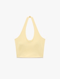 Slim Fit Sırtı Açık Halter Yaka Kolsuz Spor Atlet