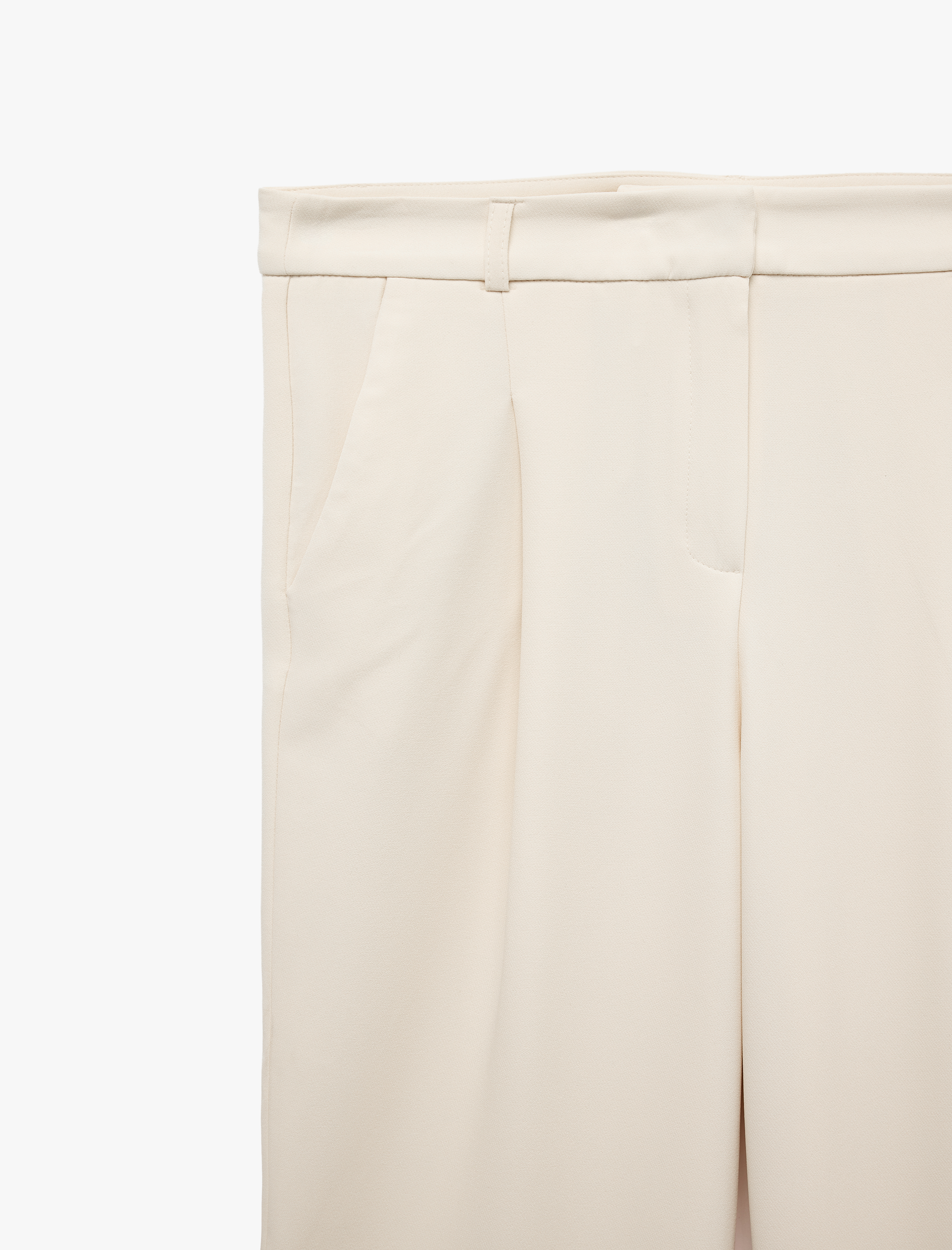 Koton Yüksek Bel Cepli Regular Fit Geniş Paça Kumaş Pantolon görsel 3