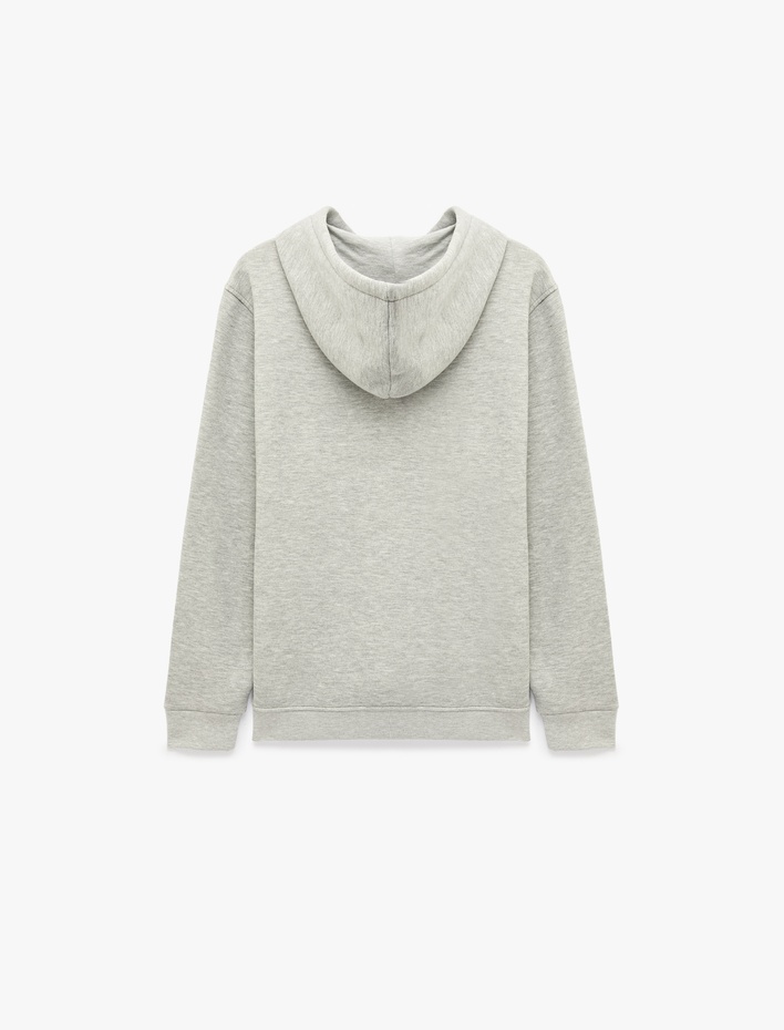  Şardonlu Uzun Kollu Basic Kapşonlu Sweatshirt