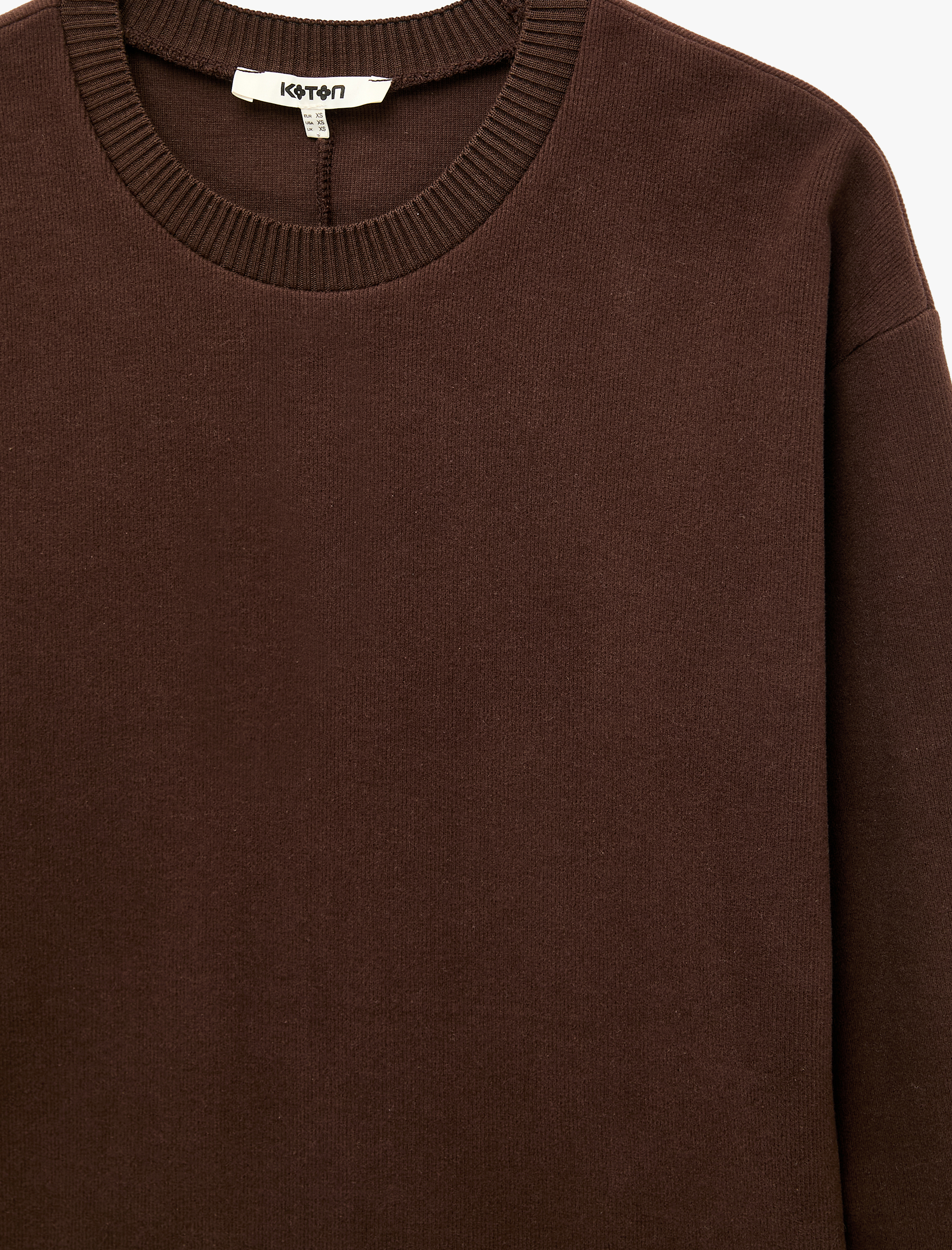Koton Regular Fit Uzun Kollu Bisiklet Yaka Basic Sweatshirt görsel 3