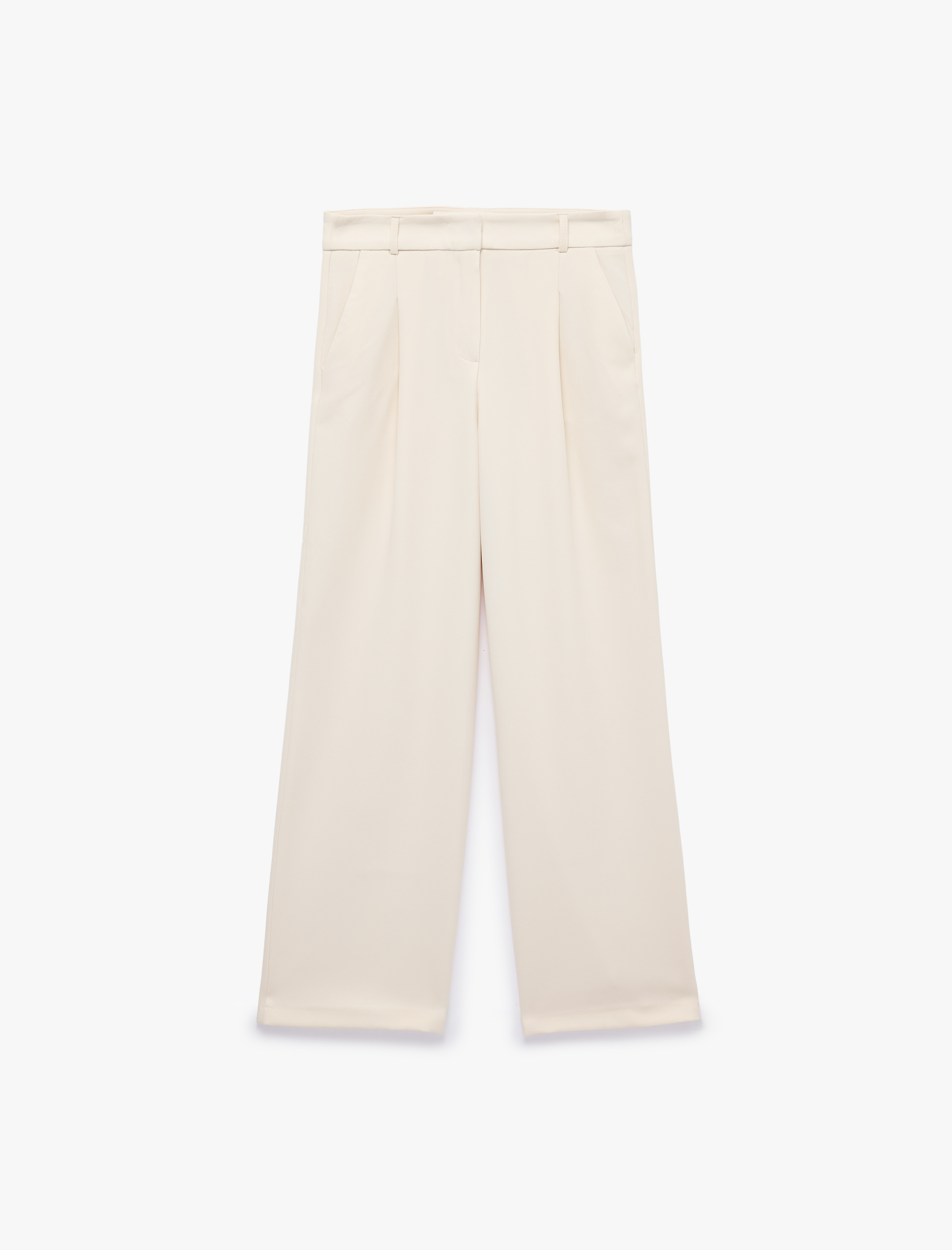Koton Yüksek Bel Cepli Regular Fit Geniş Paça Kumaş Pantolon